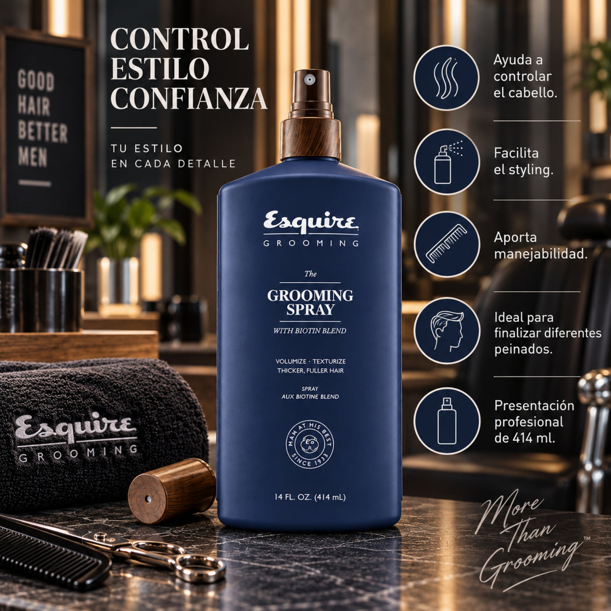 Esquire Grooming Spray 414 ml | Repara, controla el cabello