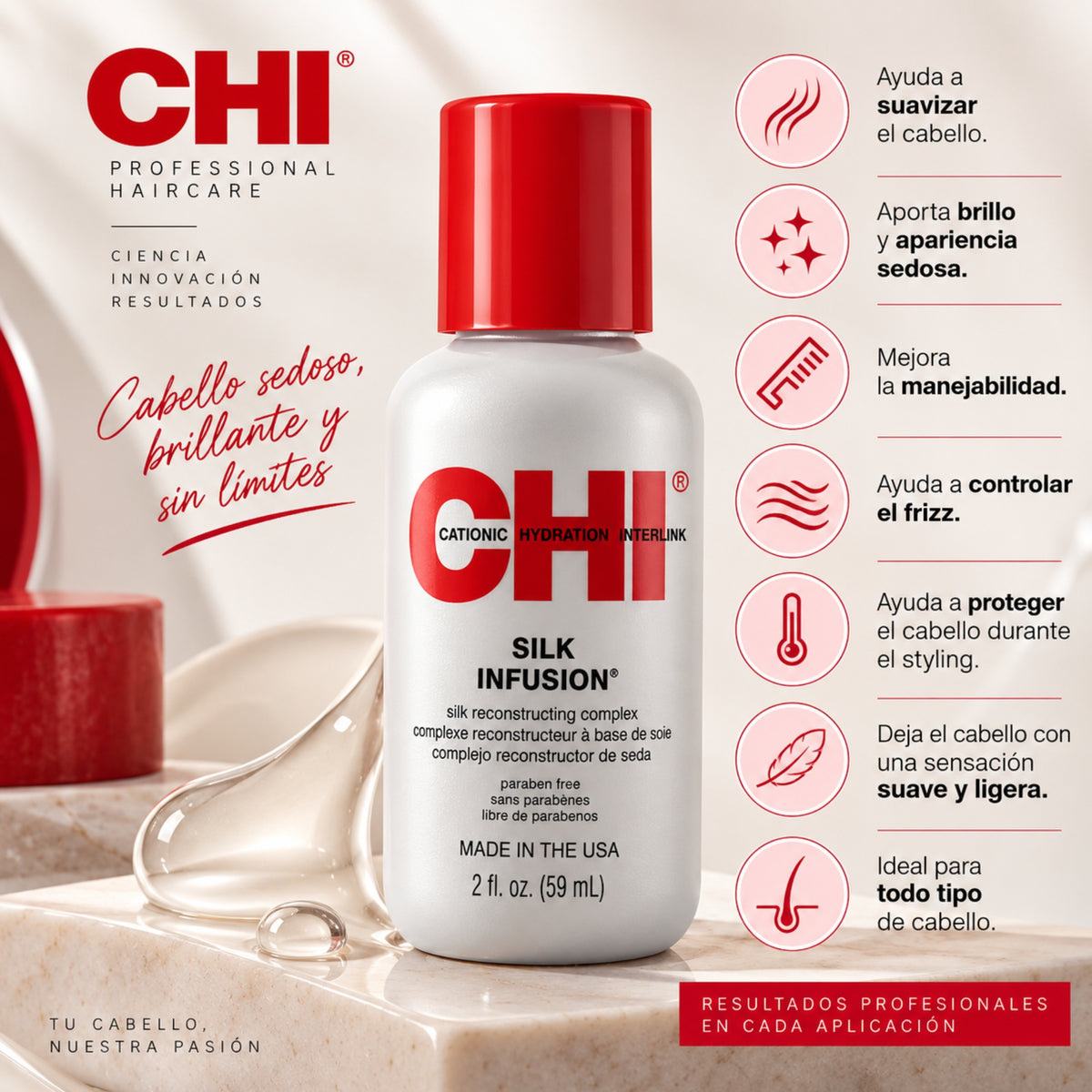 CHI Silk Infusion 59 ml | Brillo, Suavidad y Control de Frizz