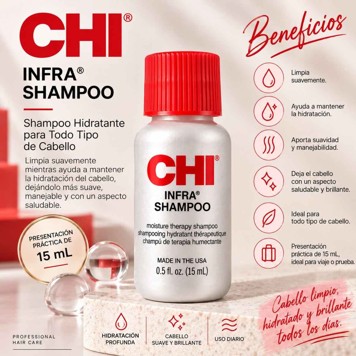 CHI Infra Shampoo 15 ml Shampoo Hidratante para Todo Tipo de Cabello