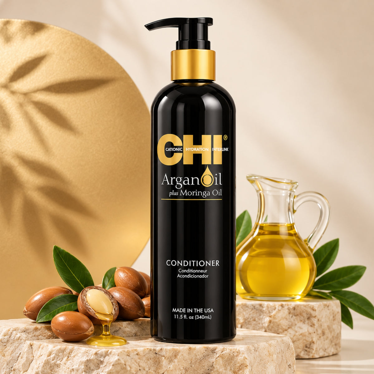 CHI Argan Oil Conditioner 340 ml | Acondicionador para Cabello Teñido, Hidratación, Protección del Color y Brillo