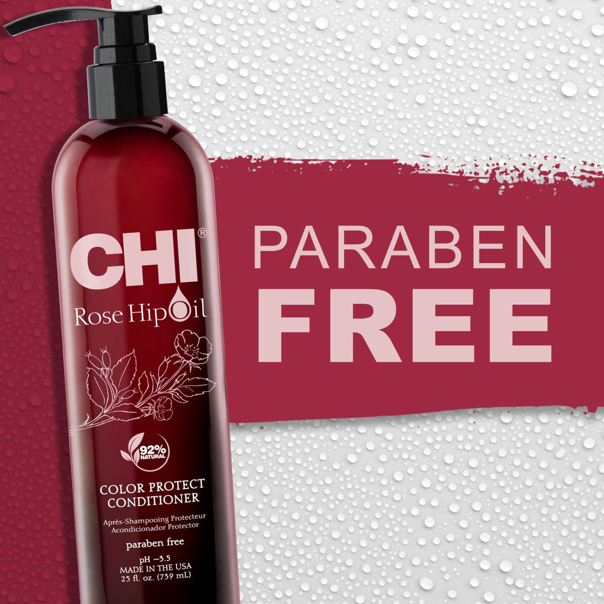 CHI Rose Hip Oil Acondicionador Cuidado de Color | Hidratación y Brillo 739 ml