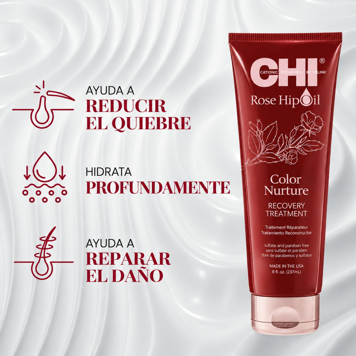 CHI Rose Hip Oil Color Nurture Tratamiento Reparador 237 ml