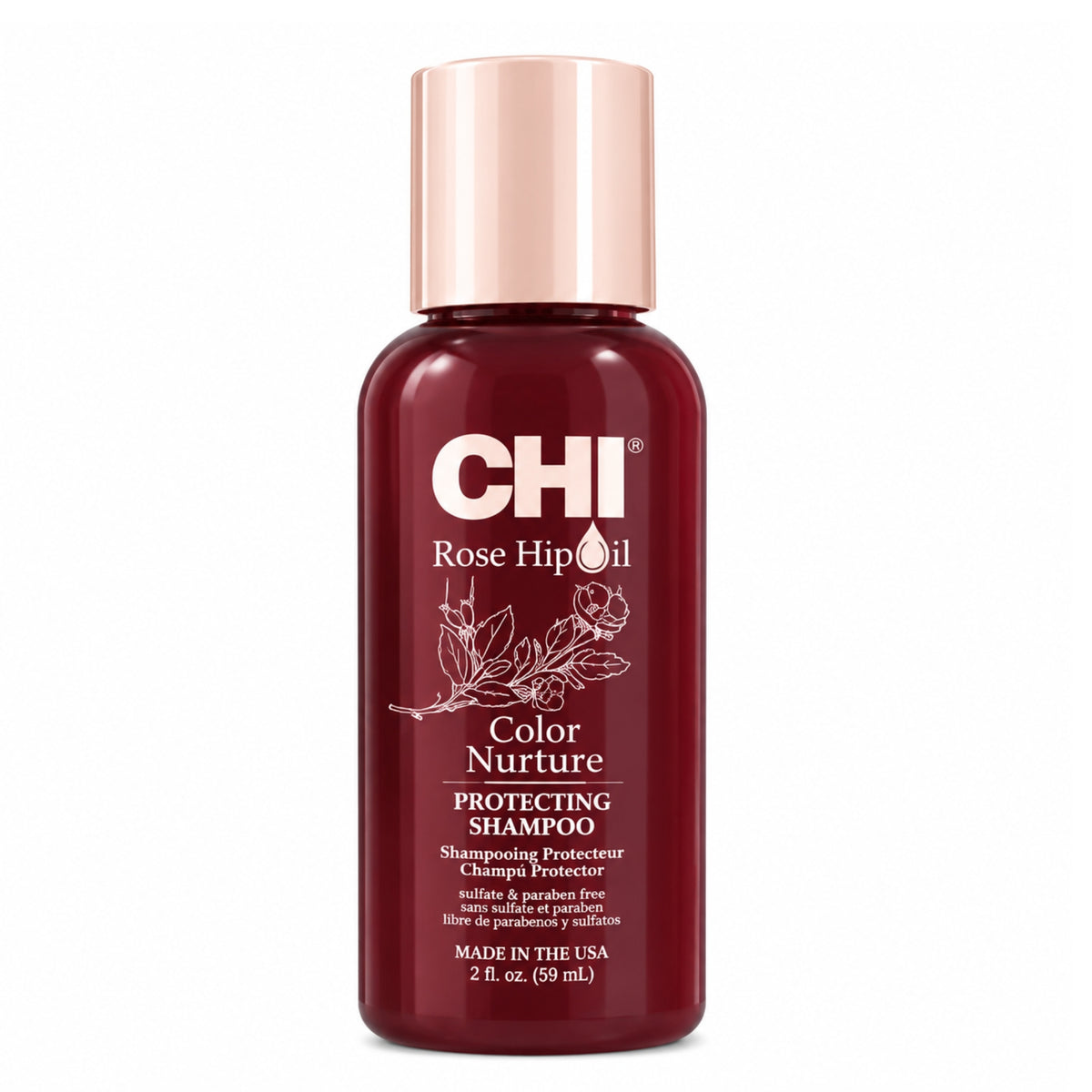 CHI Rose Hip Oil Shampoo Protección de Color 59 ml | Cabello Teñido y Brillo