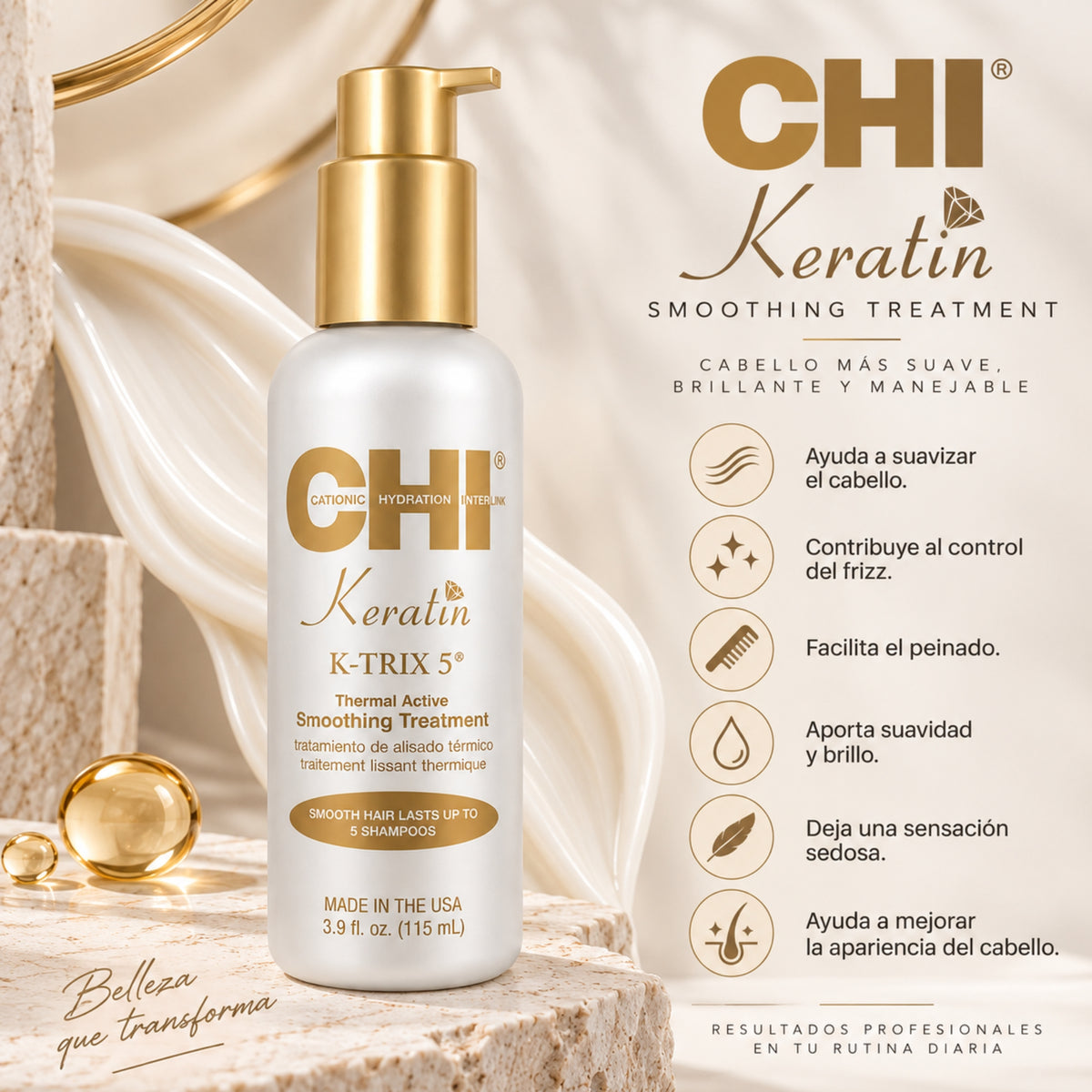 CHI Keratin Smoothing Treatment 115 ml | Tratamiento Suavizante y Control Antifrizz