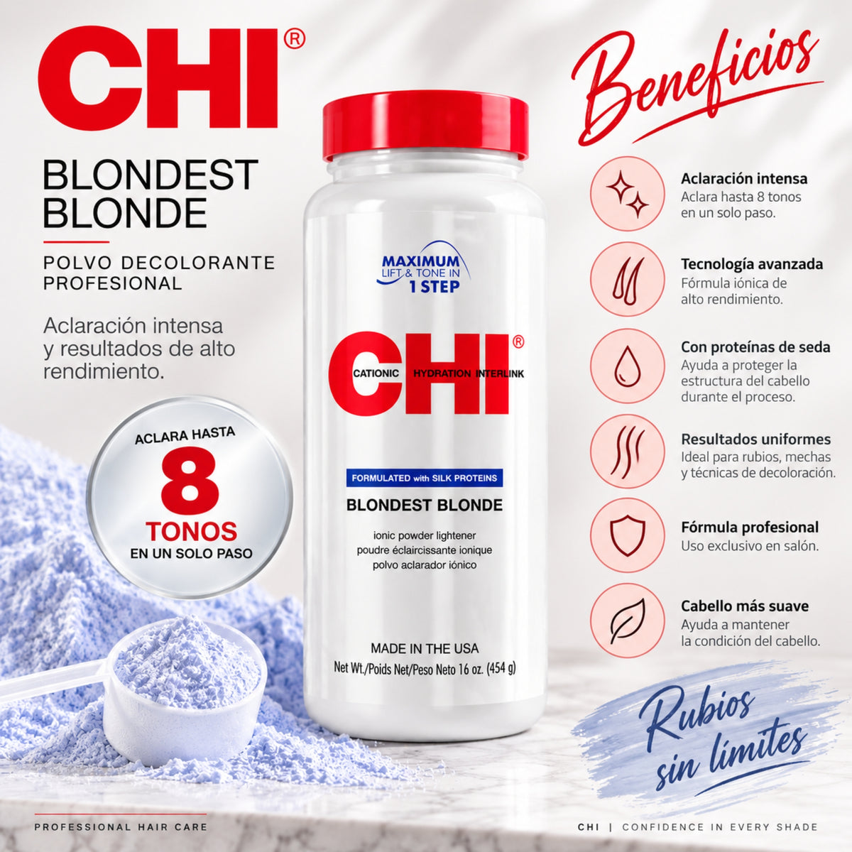 CHI Blondest Blonde 454 g Polvo Decolorante Profesional para Aclaración Intensa