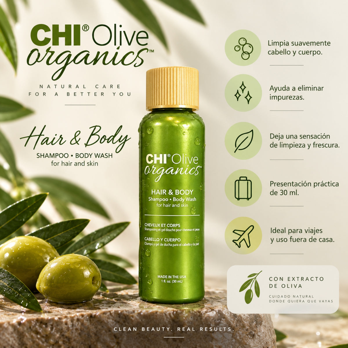 CHI Olive Organics Shampoo & Body Wash 30 ml