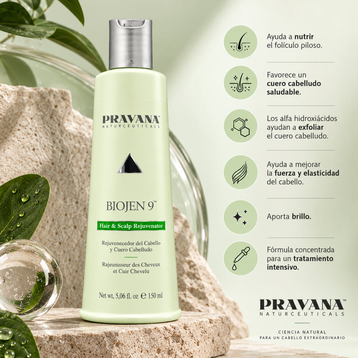 Pravana Biojen 9 Hair & Scalp Rejuvenator 150 ml | Tratamiento Rejuvenecedor para Cabello y Cuero Cabelludo