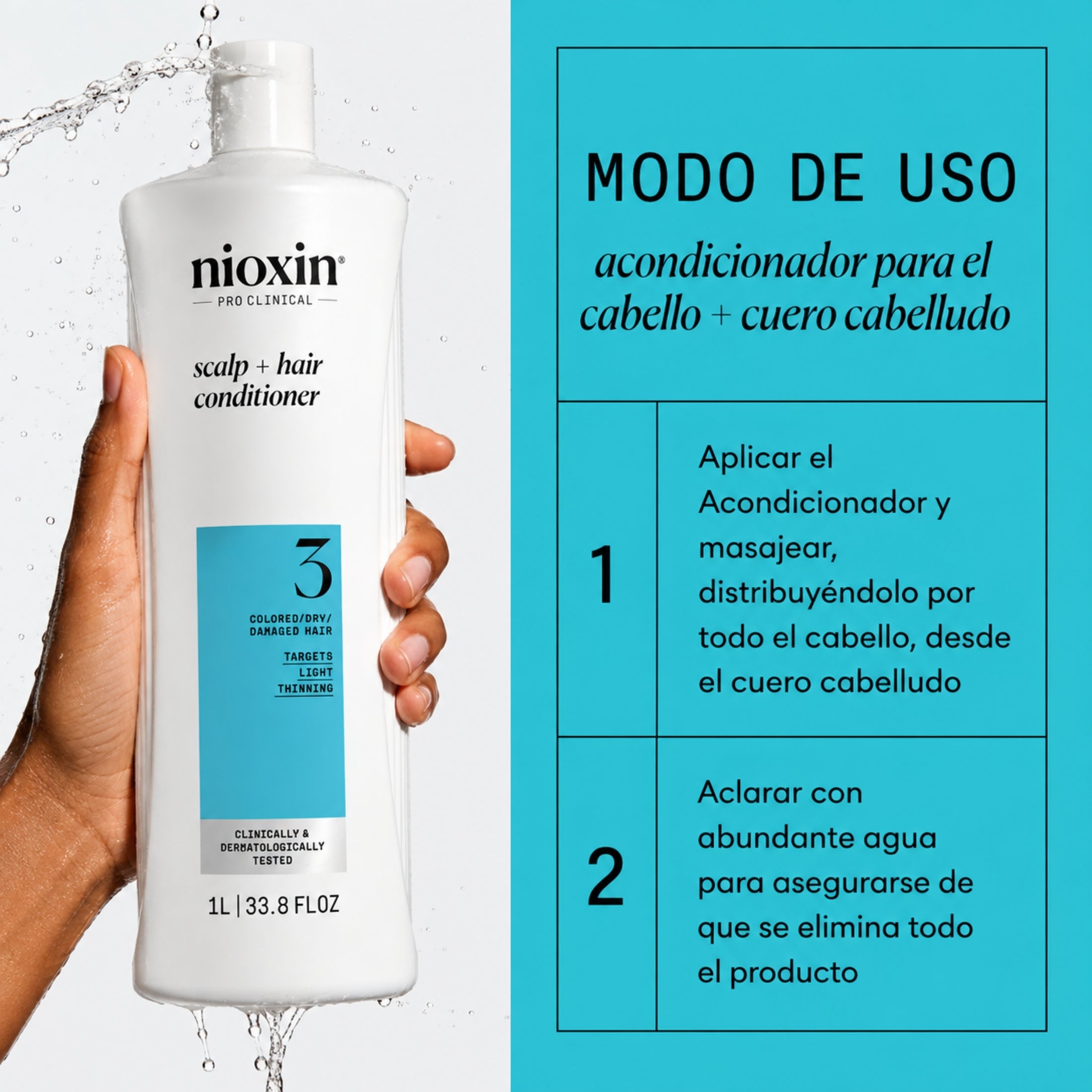 Nioxin Acondicionador Sistema #3 para Cabello Teñido con Debilitamiento Ligero | Hidratación, Fuerza y Protección del Color