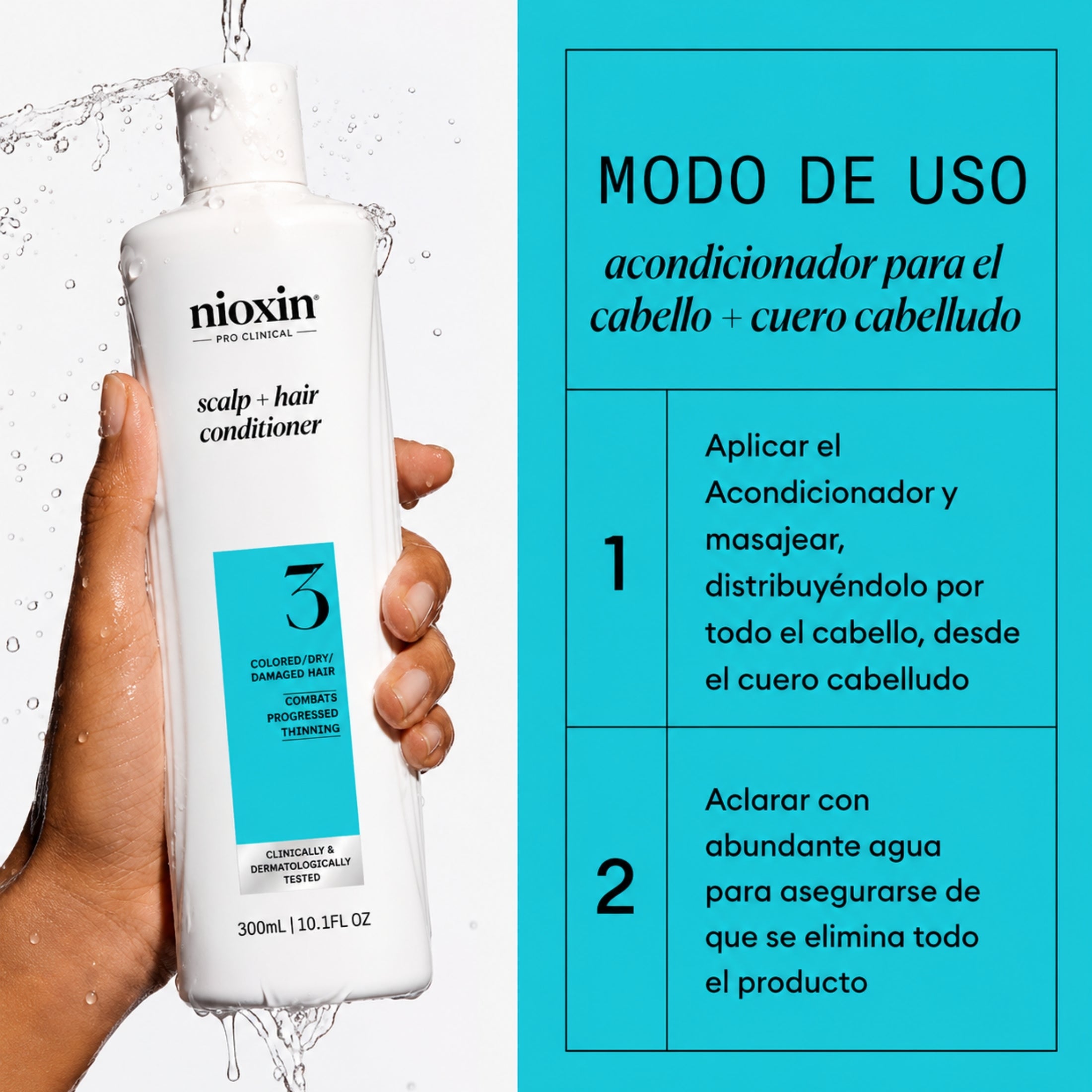 Nioxin Acondicionador Sistema #3 para Cabello Teñido con Debilitamiento Ligero | Hidratación, Fuerza y Protección del Color