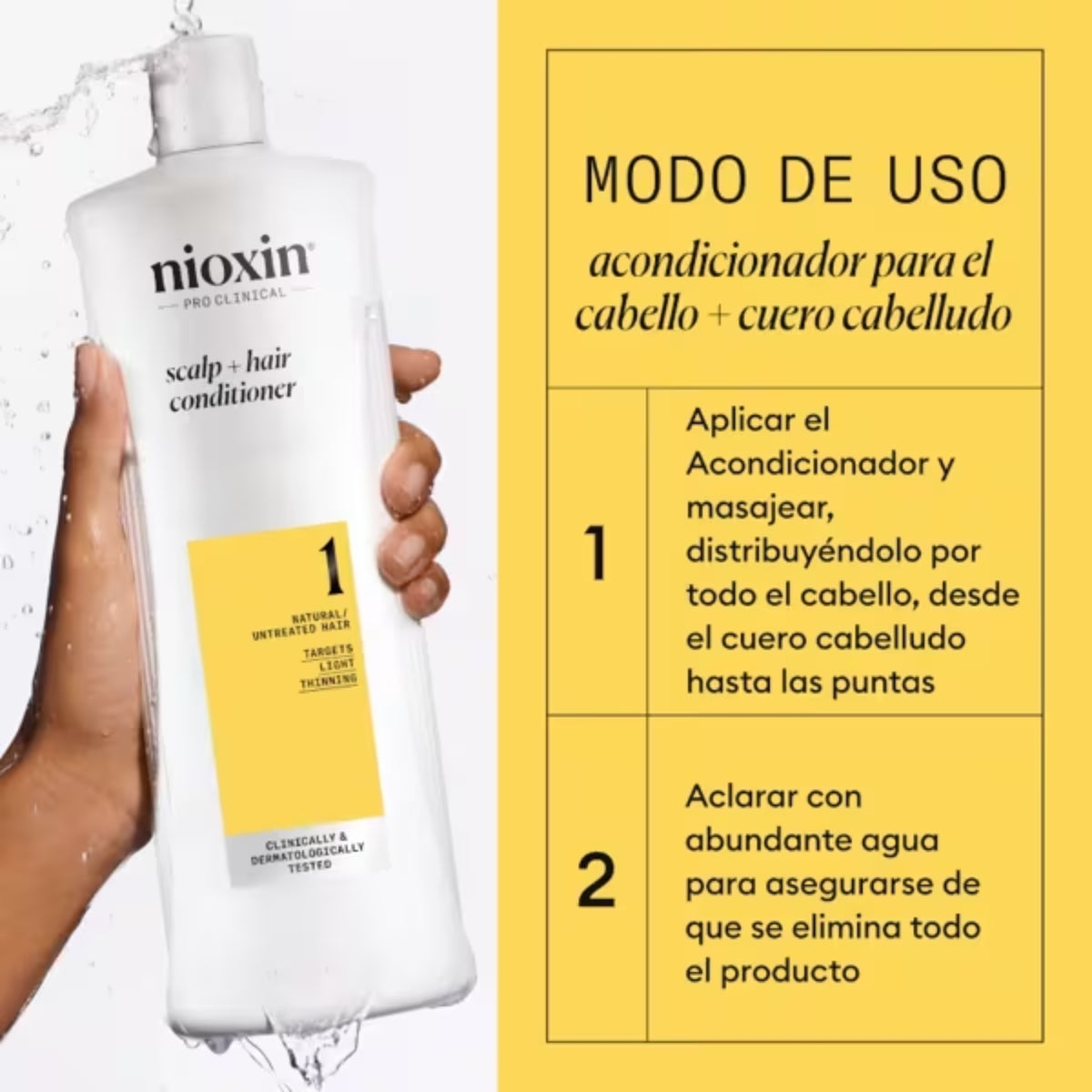 Nioxin Sistema #1 Acondicionador para Cabello Natural con Debilitamiento Ligero 1000 ml | Hidratación, Fuerza y Mayor Grosor