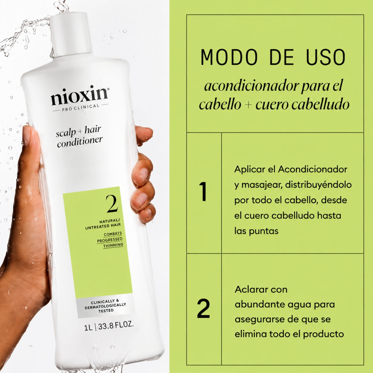 Nioxin Acondicionador Sistema #2 para Cabello Natural con Debilitamiento Avanzado | Hidratación, Fuerza y Mayor Densidad