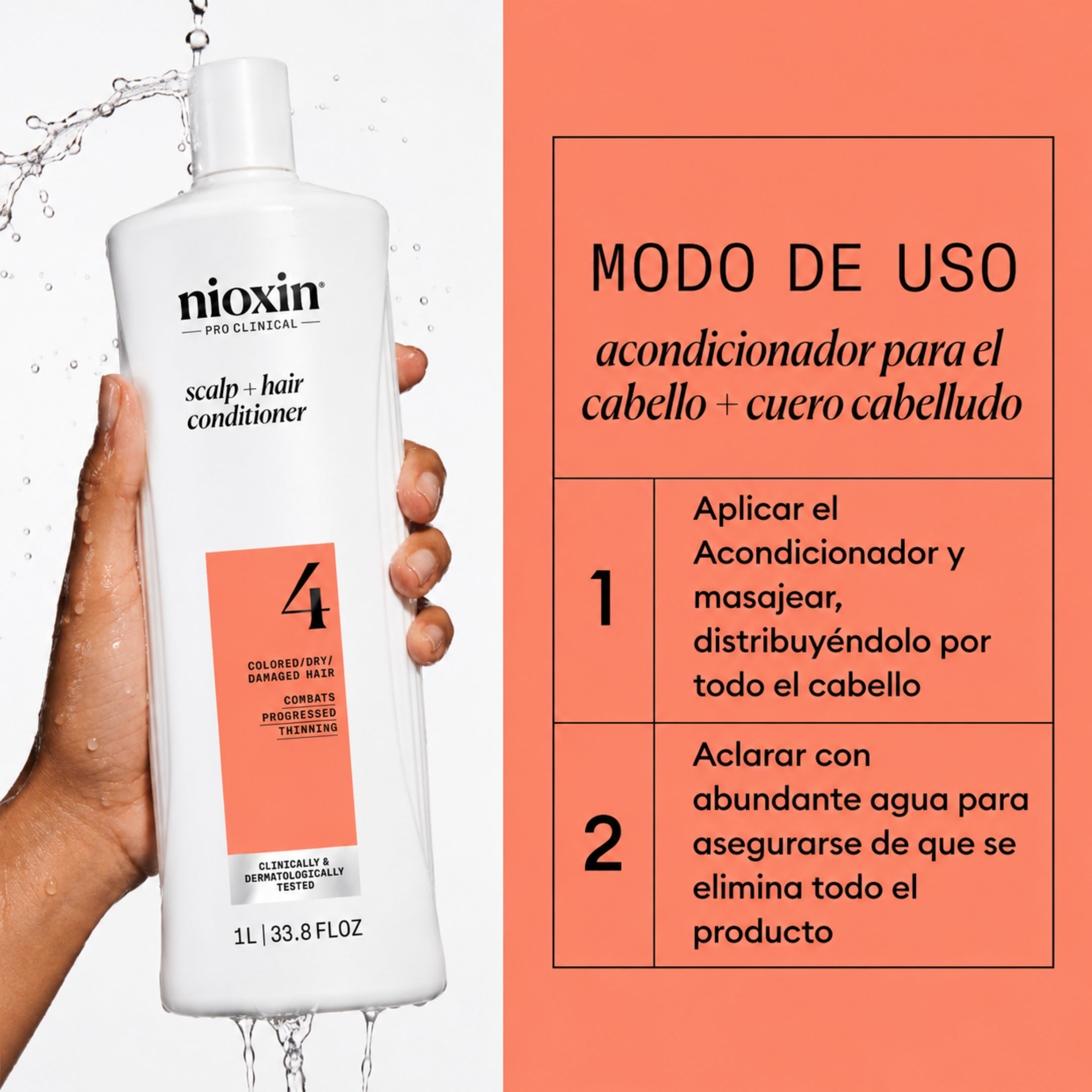 Nioxin Acondicionador Sistema #4 para Cabello Teñido con Debilitamiento Avanzado | Hidratación, Fuerza y Protección del Color