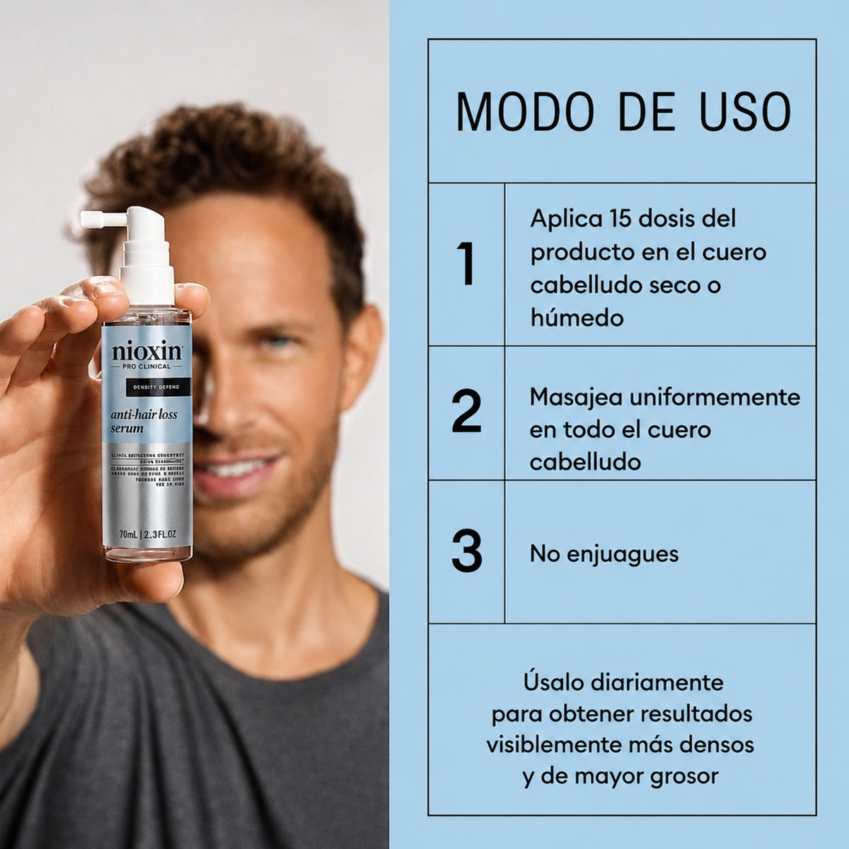 Nioxin Anti Hair Loss Sérum Anticaída de Día 70 ml | Fortalece el Cabello y Reduce el Quiebre