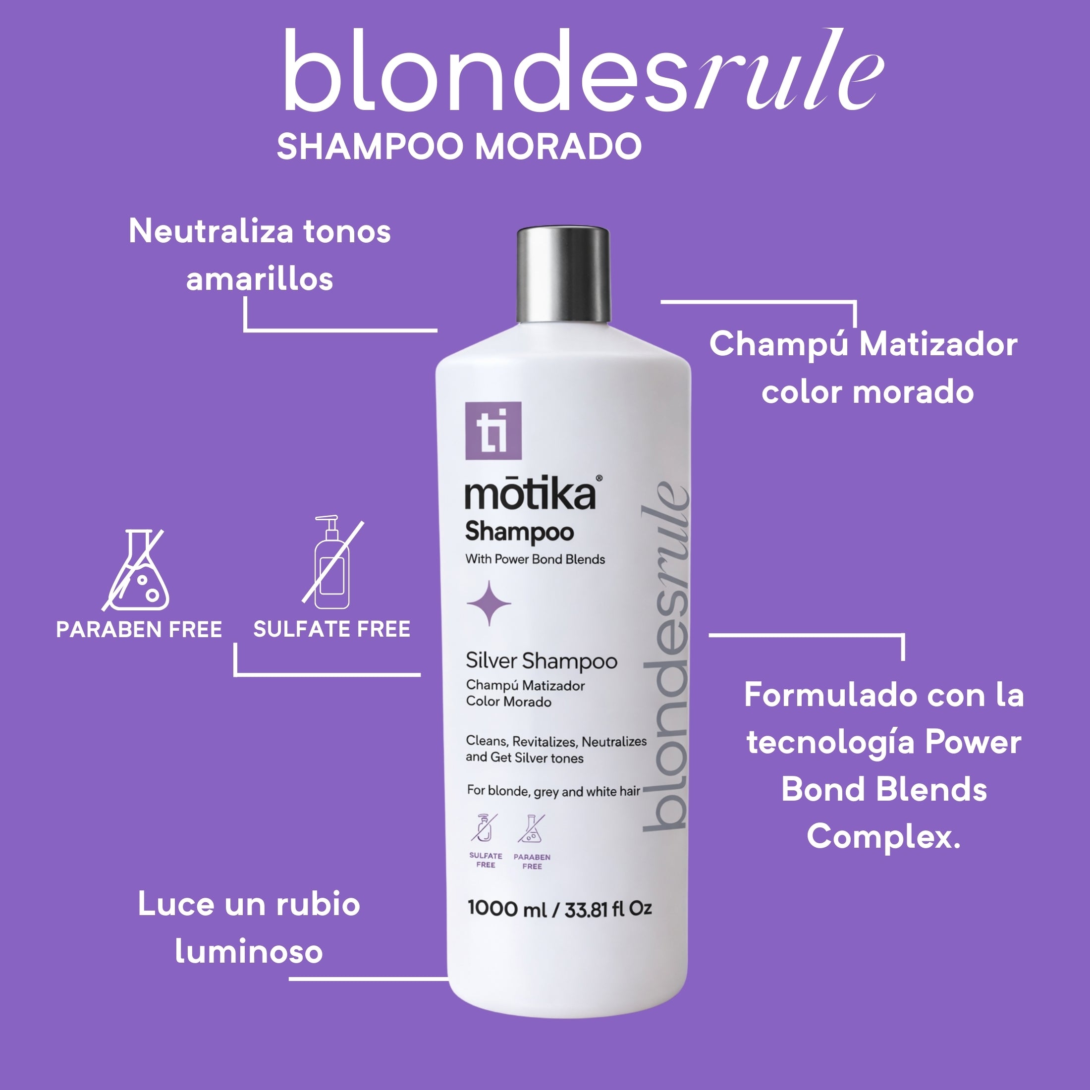 Motika Blondesrule Shampoo Matizador Morado 1000ml