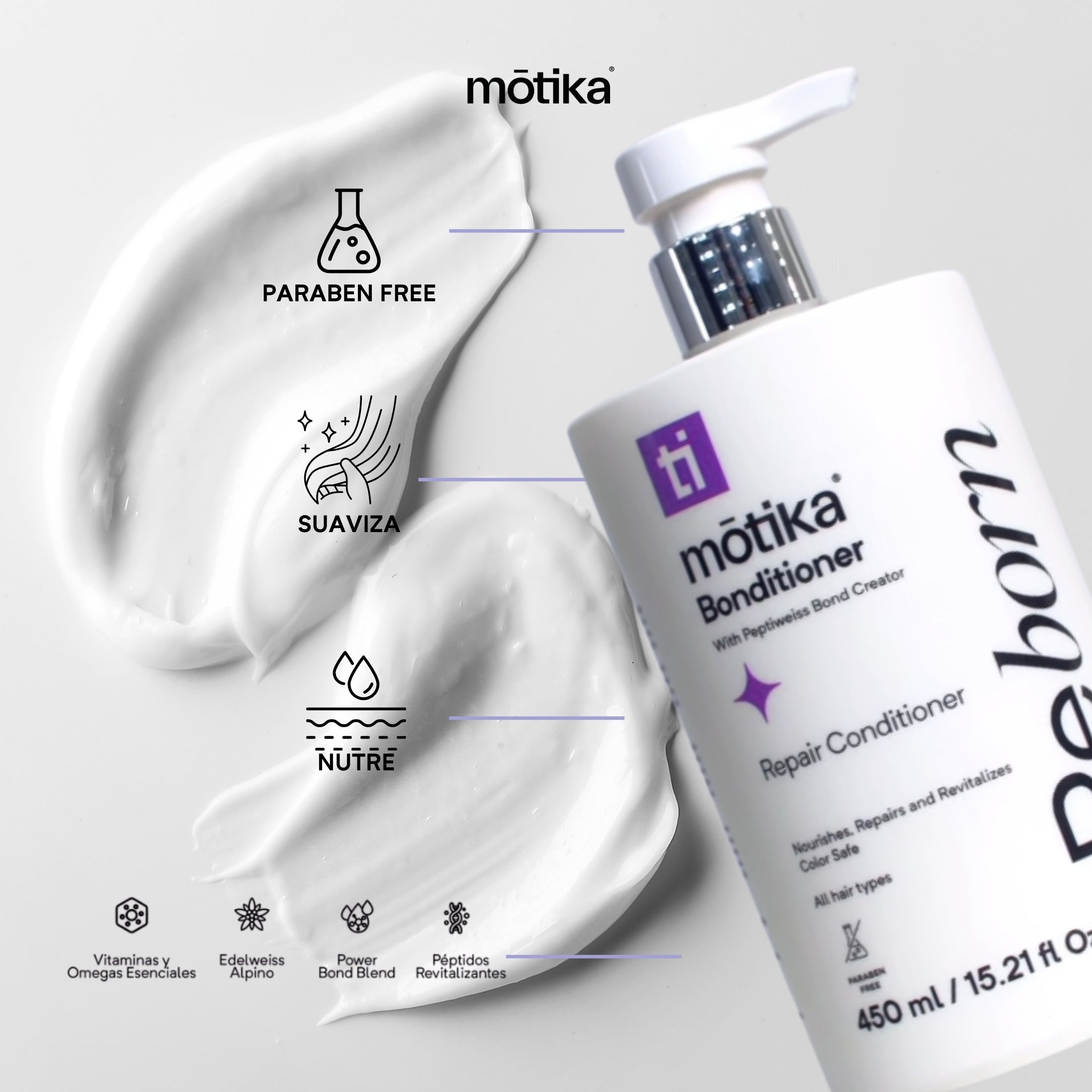 Bonditioner Reborn motika | Acondicionador Reparador para Cabello Natural, Dañado y Teñido