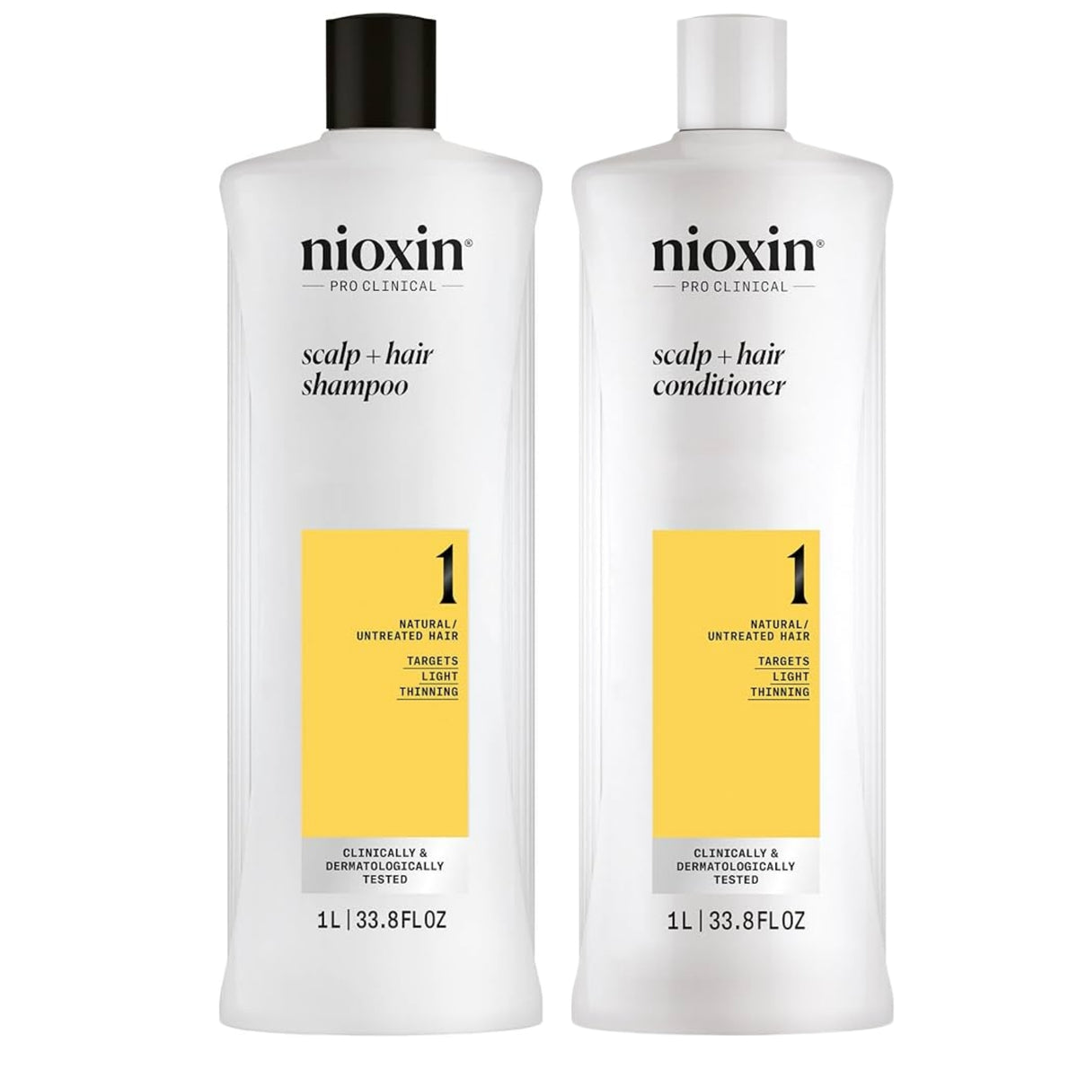 Nioxin Dúo Sistema #1 | Shampoo + Acondicionador para Cabello Natural con Debilitamiento Ligero