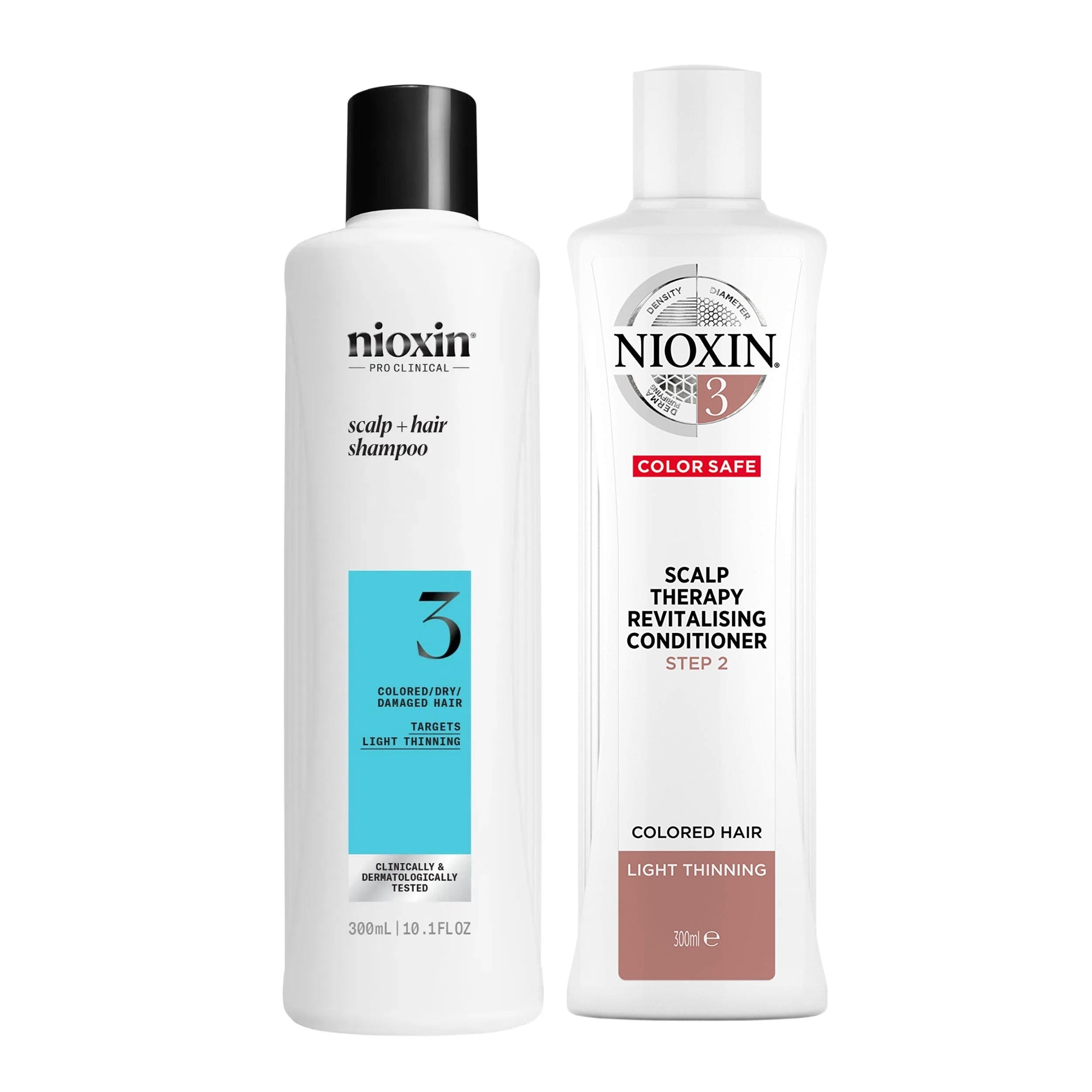 Nioxin Dúo Sistema 3 | Shampoo + Acondicionador para Cabello Teñido con Debilitamiento Ligero