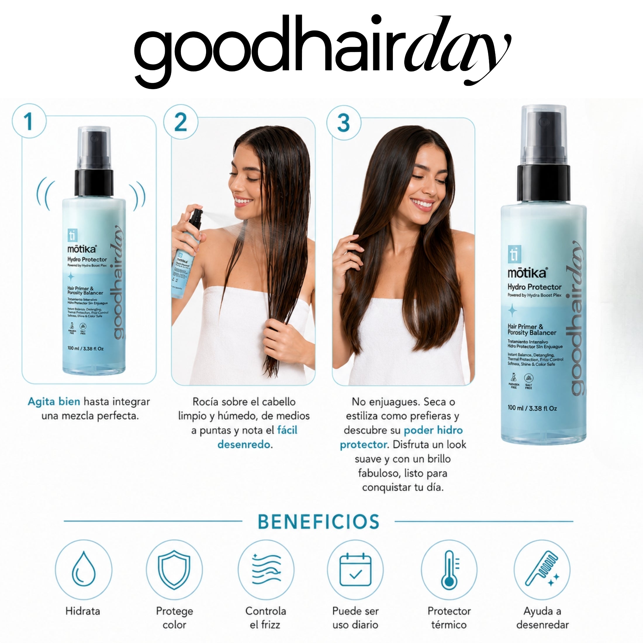 Good Hair Day Travel Size  mōtika | Tratamiento Bifásico Hidratante con Protección Térmica 100 ml