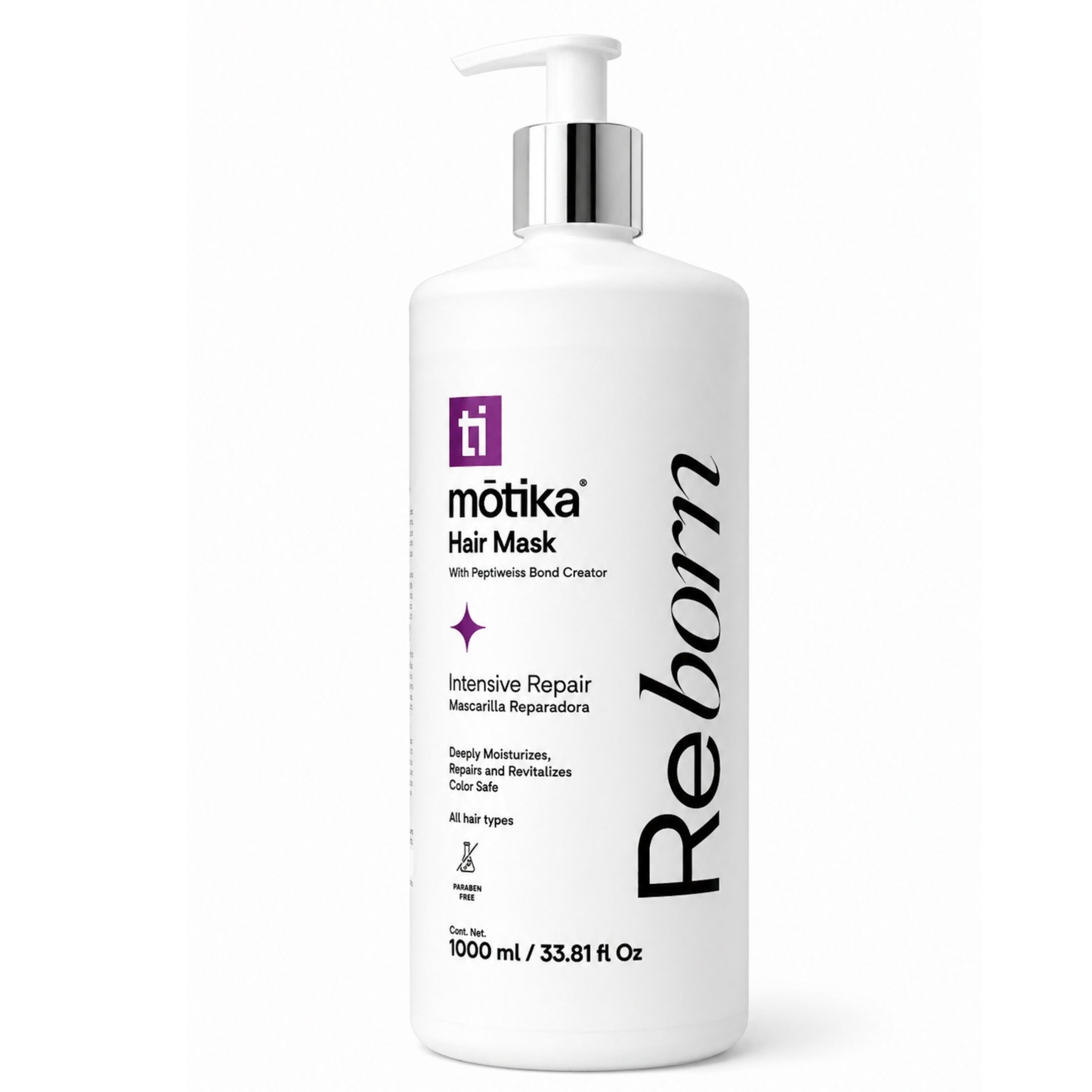 Hair Mask Reborn motika | Mascarilla Reparadora para Cabello Natural, Dañado y Teñido