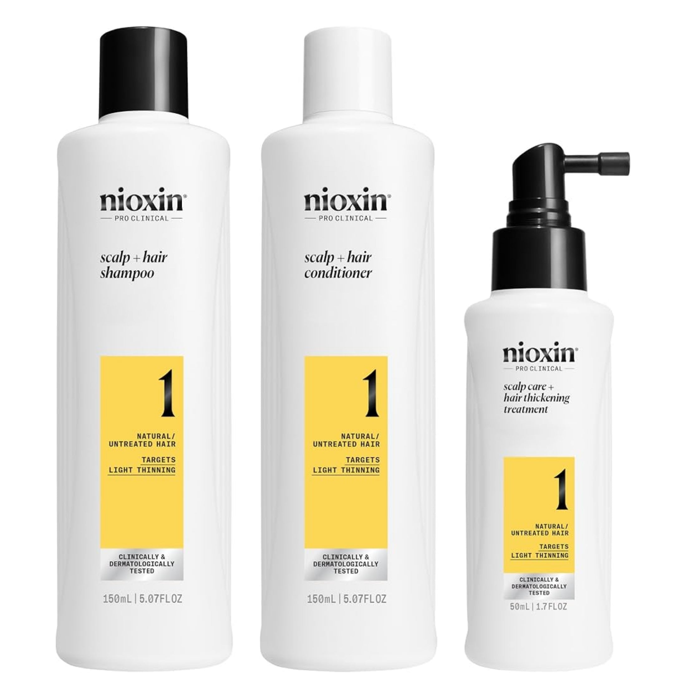 Nioxin Kit Sistema #1  Shampoo + Acondicionador + Tratamiento para Cabello Natural con Debilitamiento Ligero