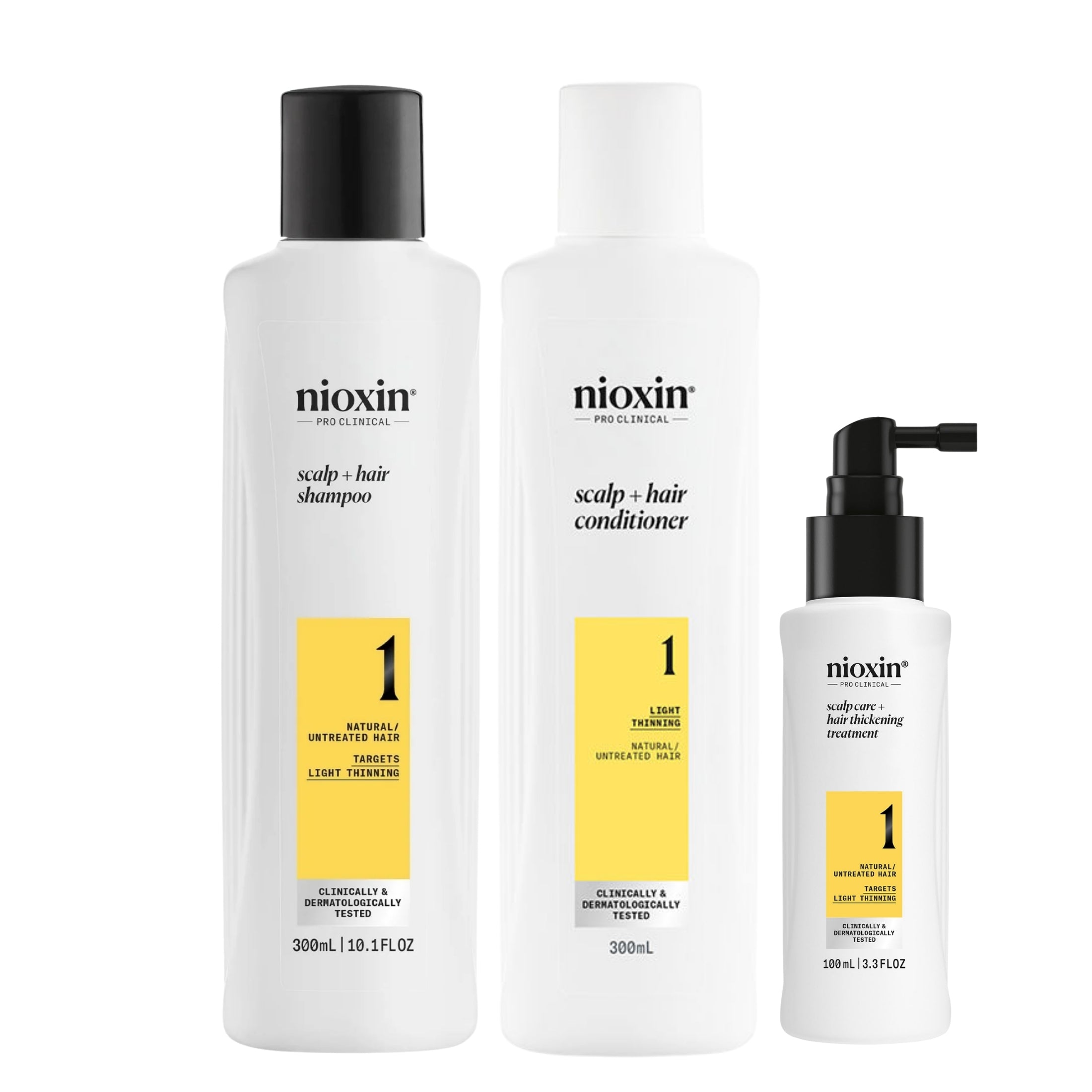 Nioxin Kit Sistema #1  Shampoo + Acondicionador + Tratamiento para Cabello Natural con Debilitamiento Ligero