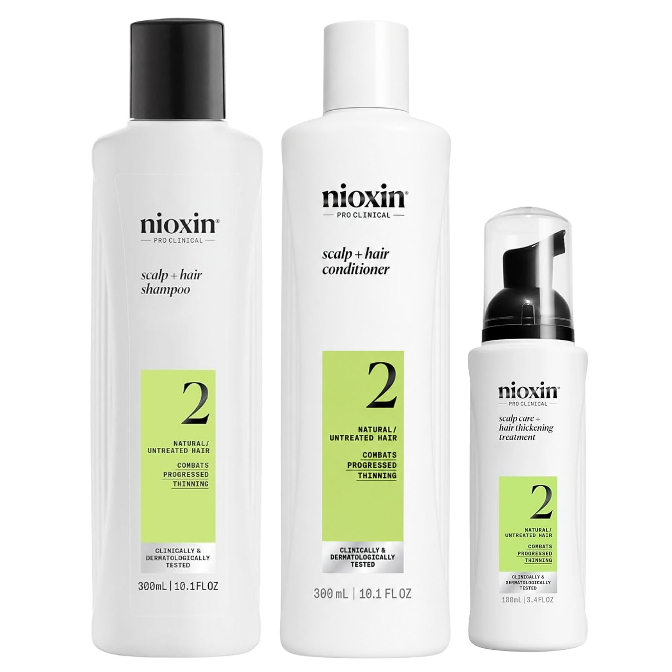 Nioxin Kit Sistema #2 | Shampoo + Acondicionador + Tratamiento para Cabello Natural con Debilitamiento Avanzado