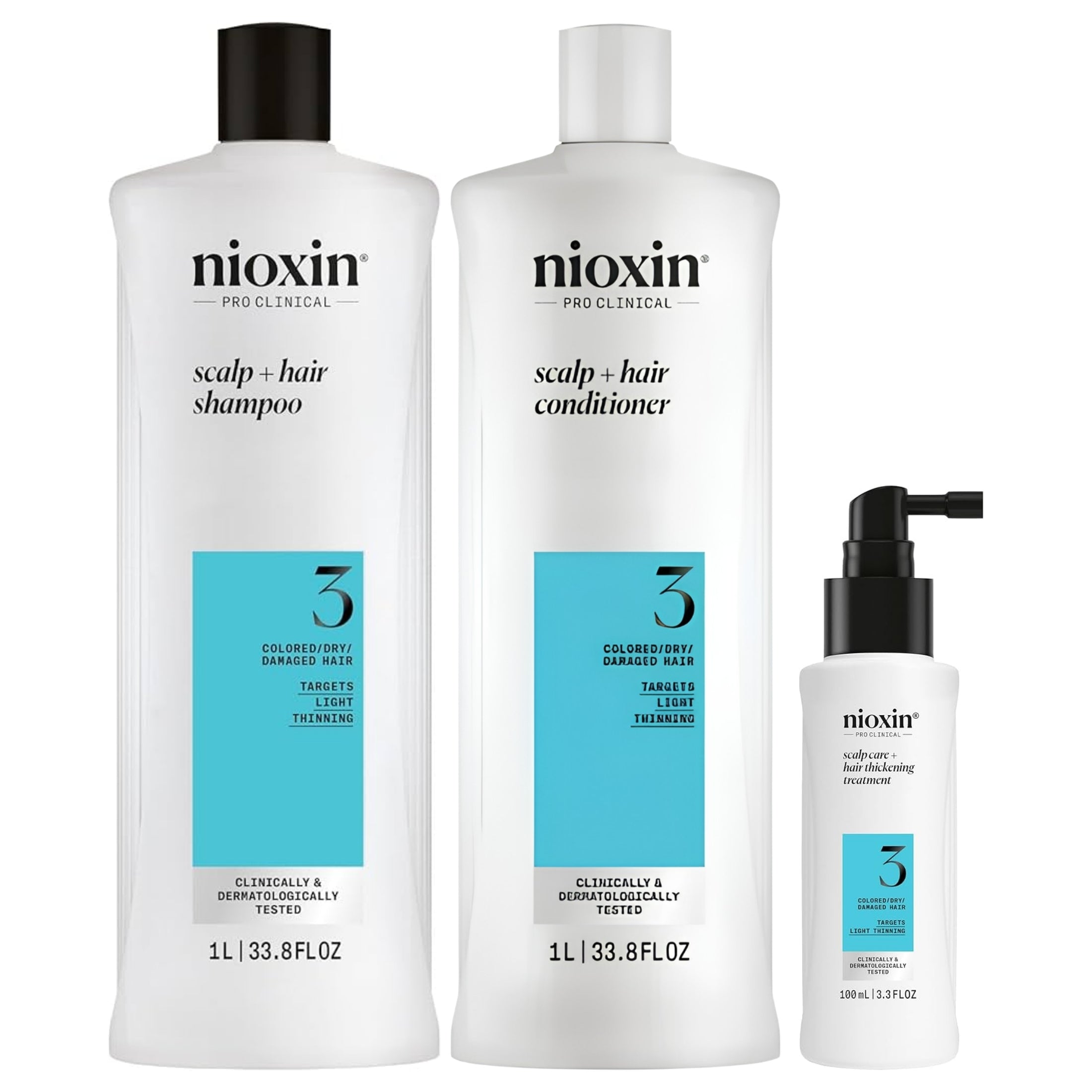 Nioxin Kit Sistema #3 1000ml | Shampoo + Acondicionador + Tratamiento para Cabello Teñido con Debilitamiento Ligero