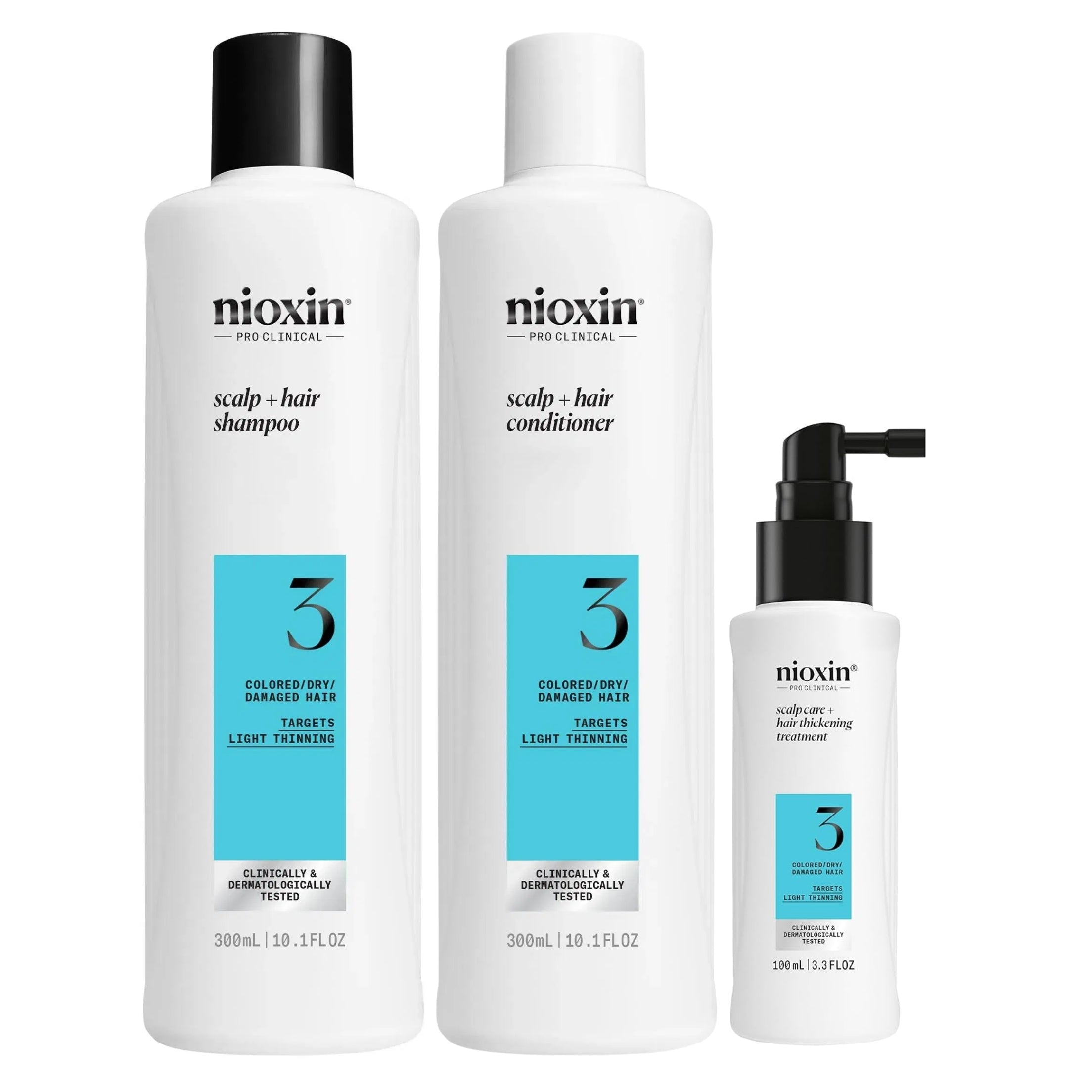 Nioxin Kit Sistema #3 | Shampoo + Acondicionador + Tratamiento para Cabello Teñido con Debilitamiento Ligero