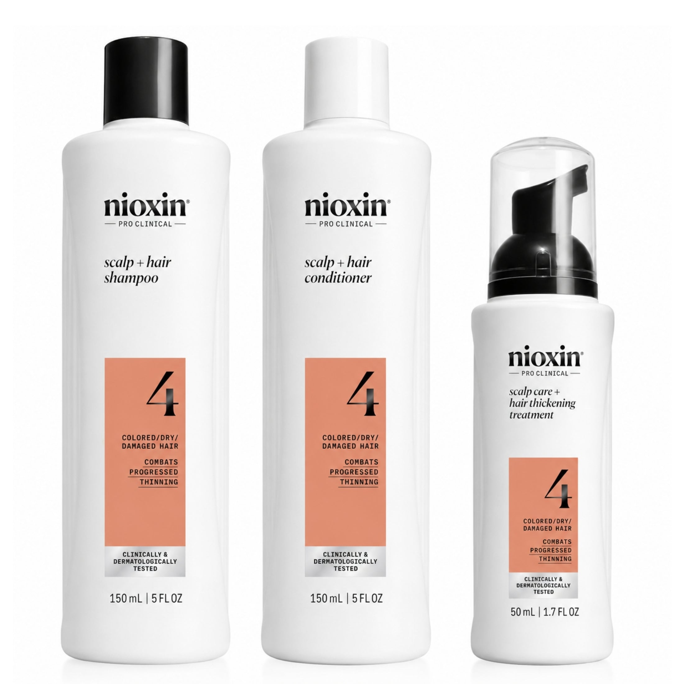 Nioxin Kit Sistema #4 | Shampoo + Acondicionador + Tratamiento para Cabello Teñido con Debilitamiento Avanzado
