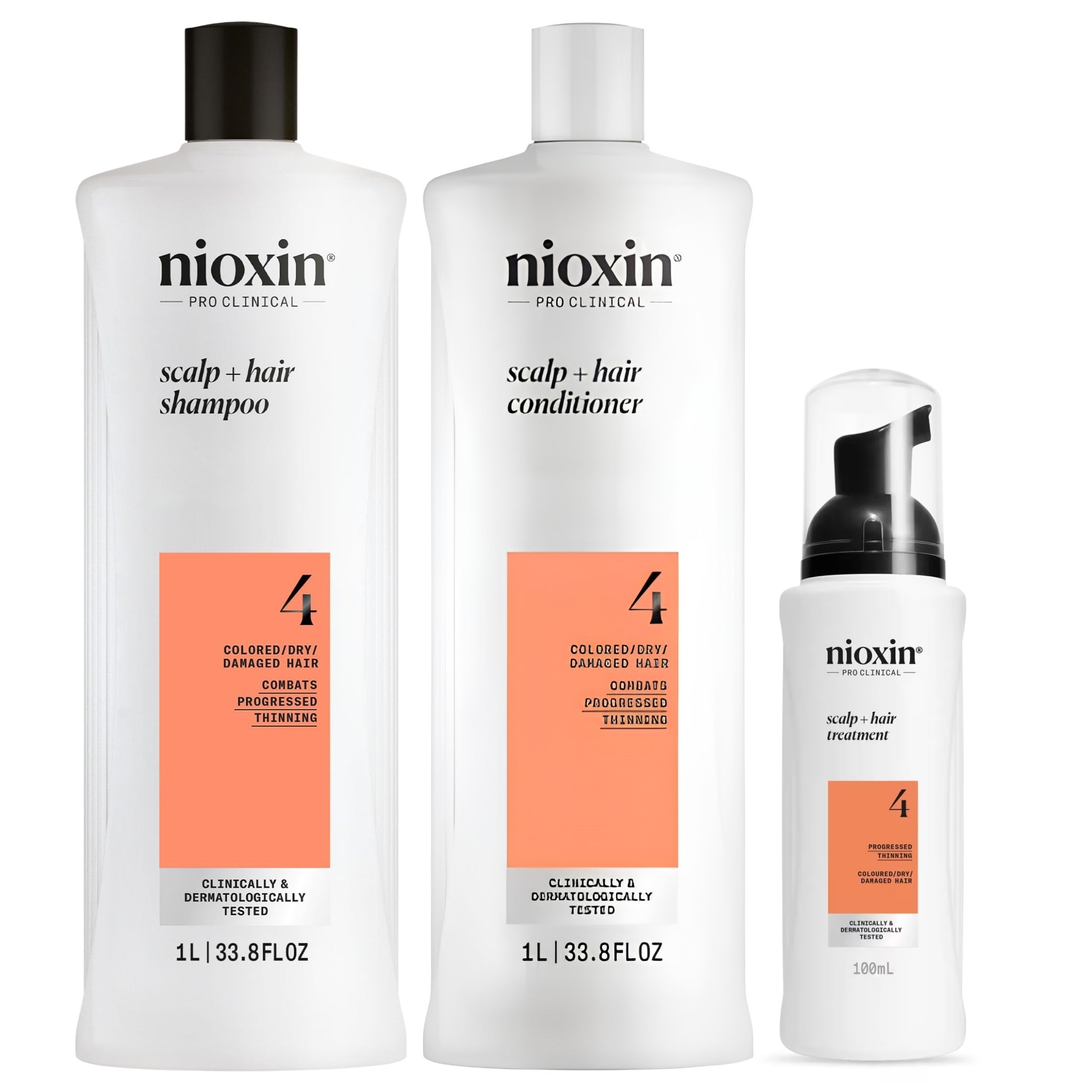 Nioxin Kit Sistema #4 1000ml | Shampoo + Acondicionador + Tratamiento para Cabello Teñido con Debilitamiento Avanzado