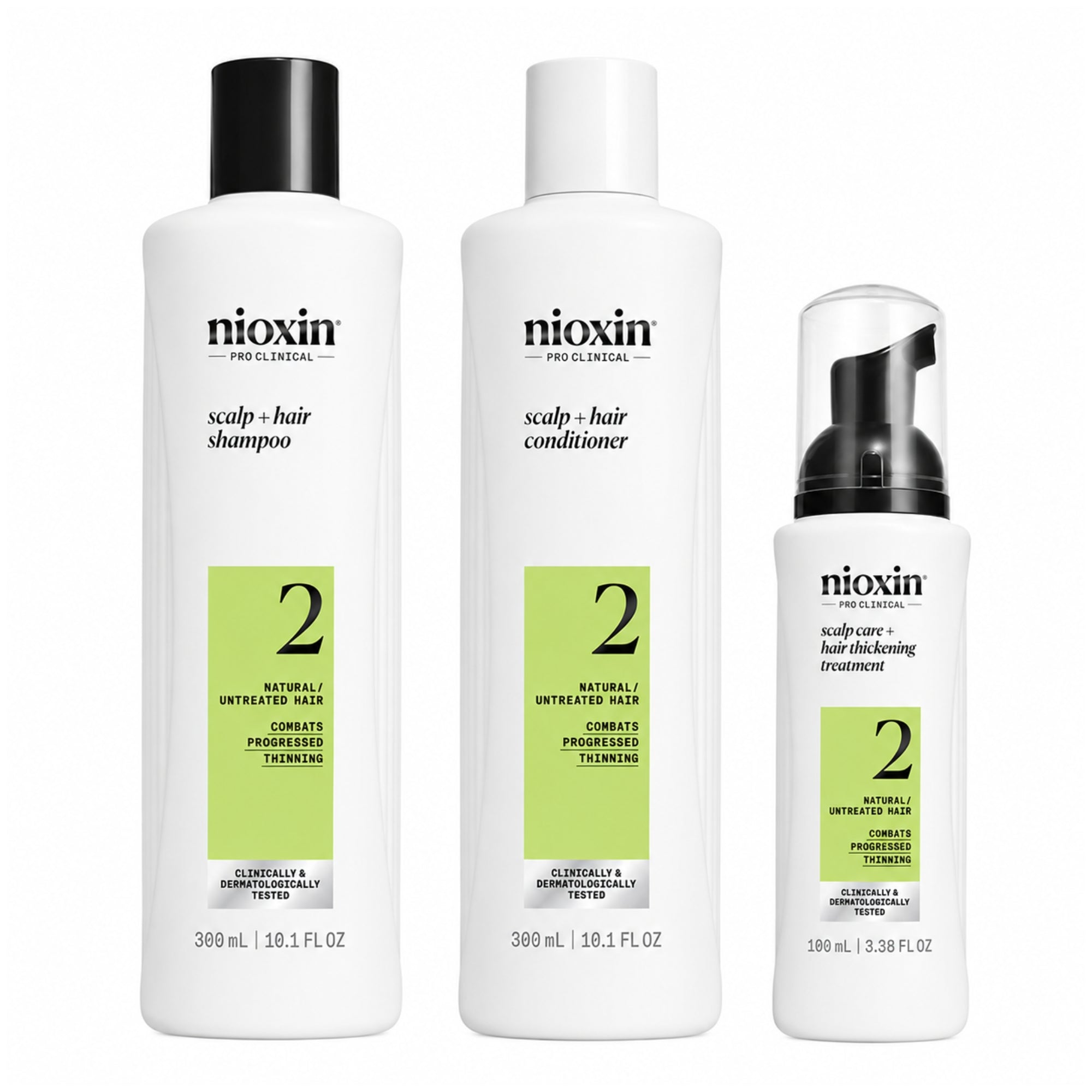 Nioxin Kit Sistema #2 | Shampoo + Acondicionador + Tratamiento para Cabello Natural con Debilitamiento Avanzado
