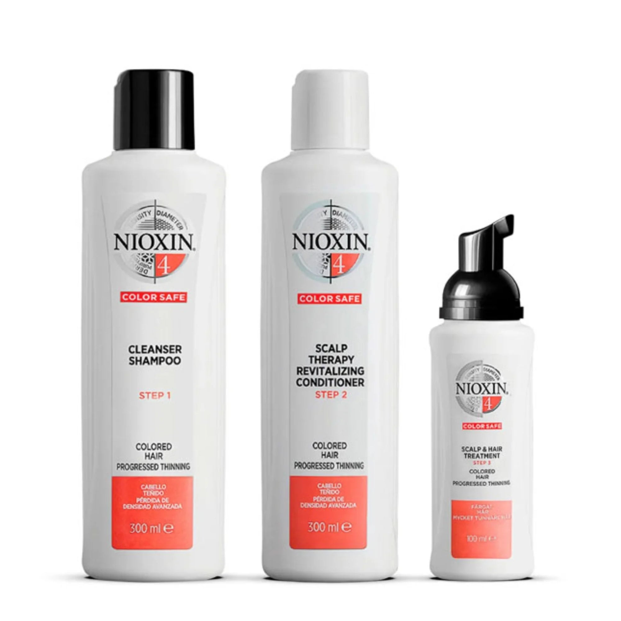 Nioxin Kit Sistema #4 | Shampoo + Acondicionador + Tratamiento para Cabello Teñido con Debilitamiento Avanzado
