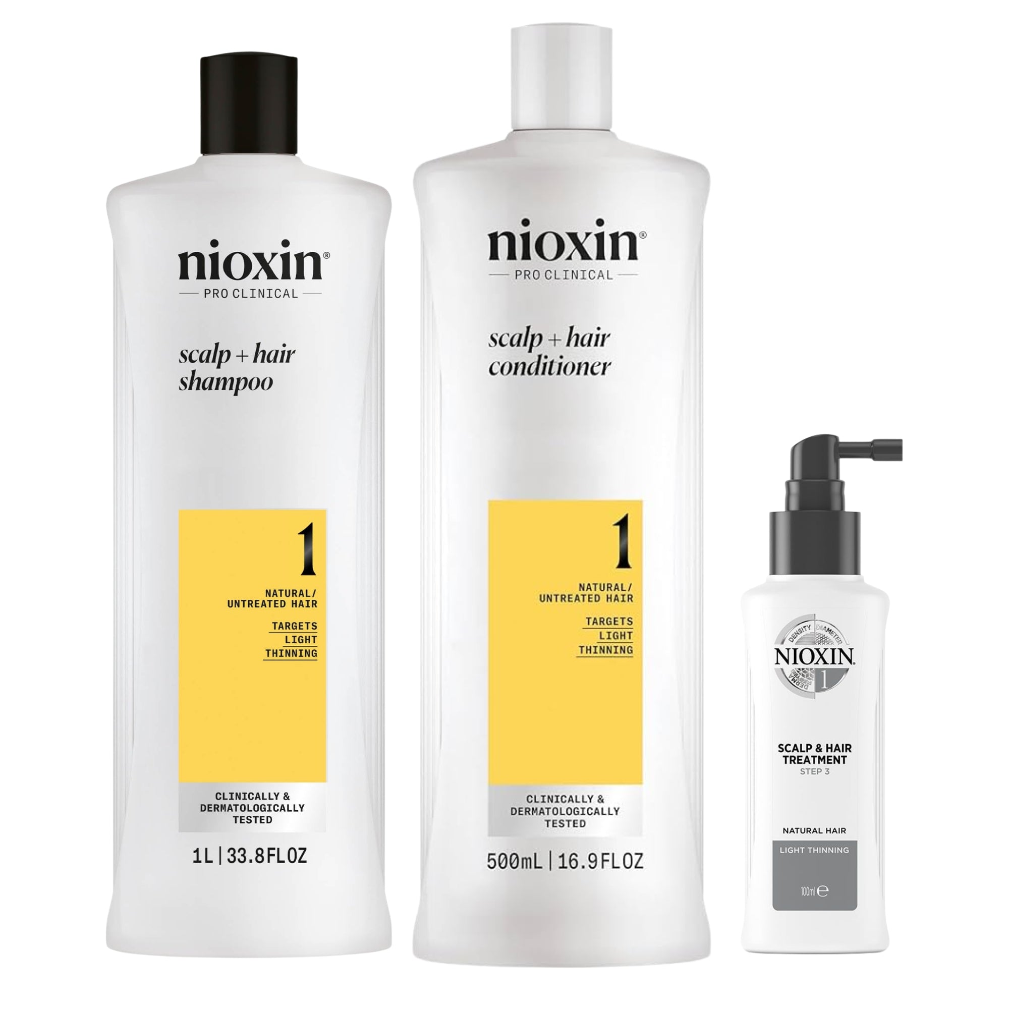 Nioxin Kit Sistema #1 100ml Shampoo + Acondicionador + Tratamiento para Cabello Natural con Debilitamiento Ligero