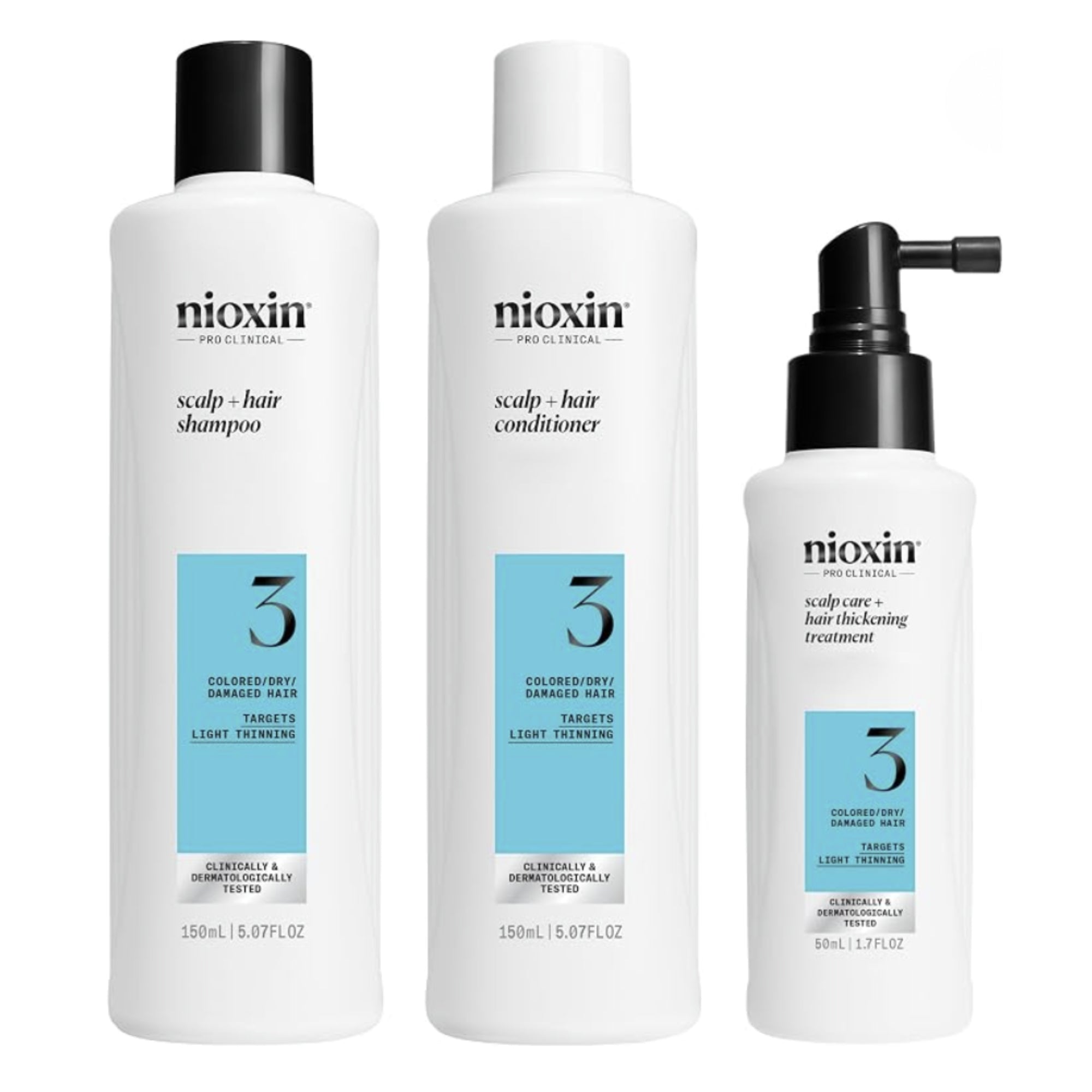 Nioxin Kit Sistema #3 | Shampoo + Acondicionador + Tratamiento para Cabello Teñido con Debilitamiento Ligero