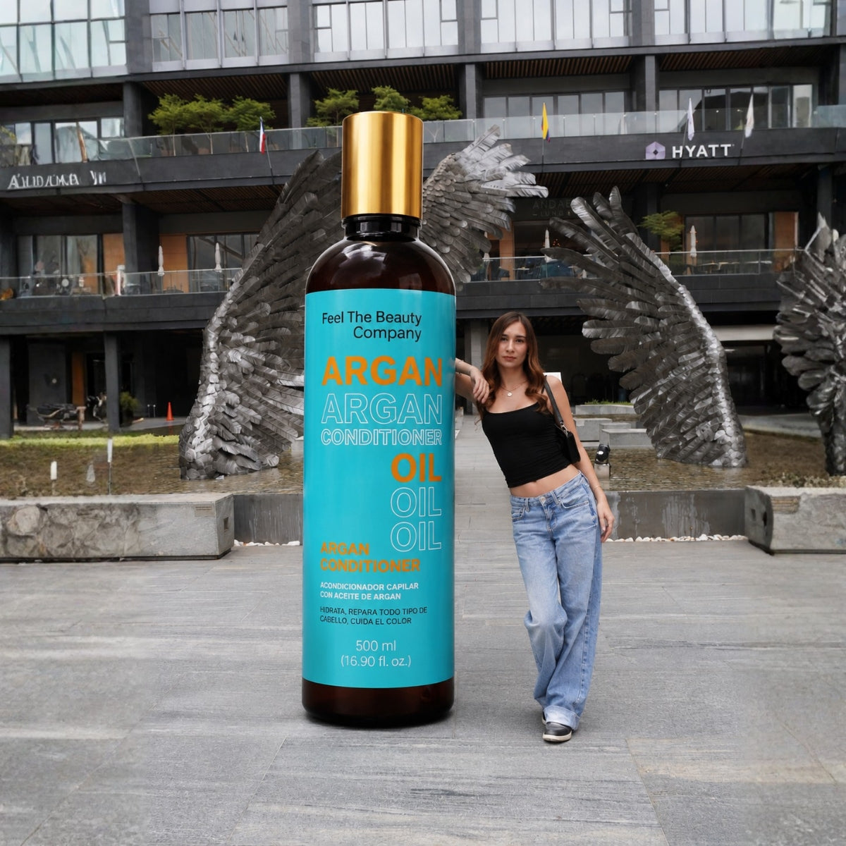 Conditioner Hidratante con Aceite de Argán Feel The Beauty 500 ml | Suavidad, Brillo y Control de Frizz