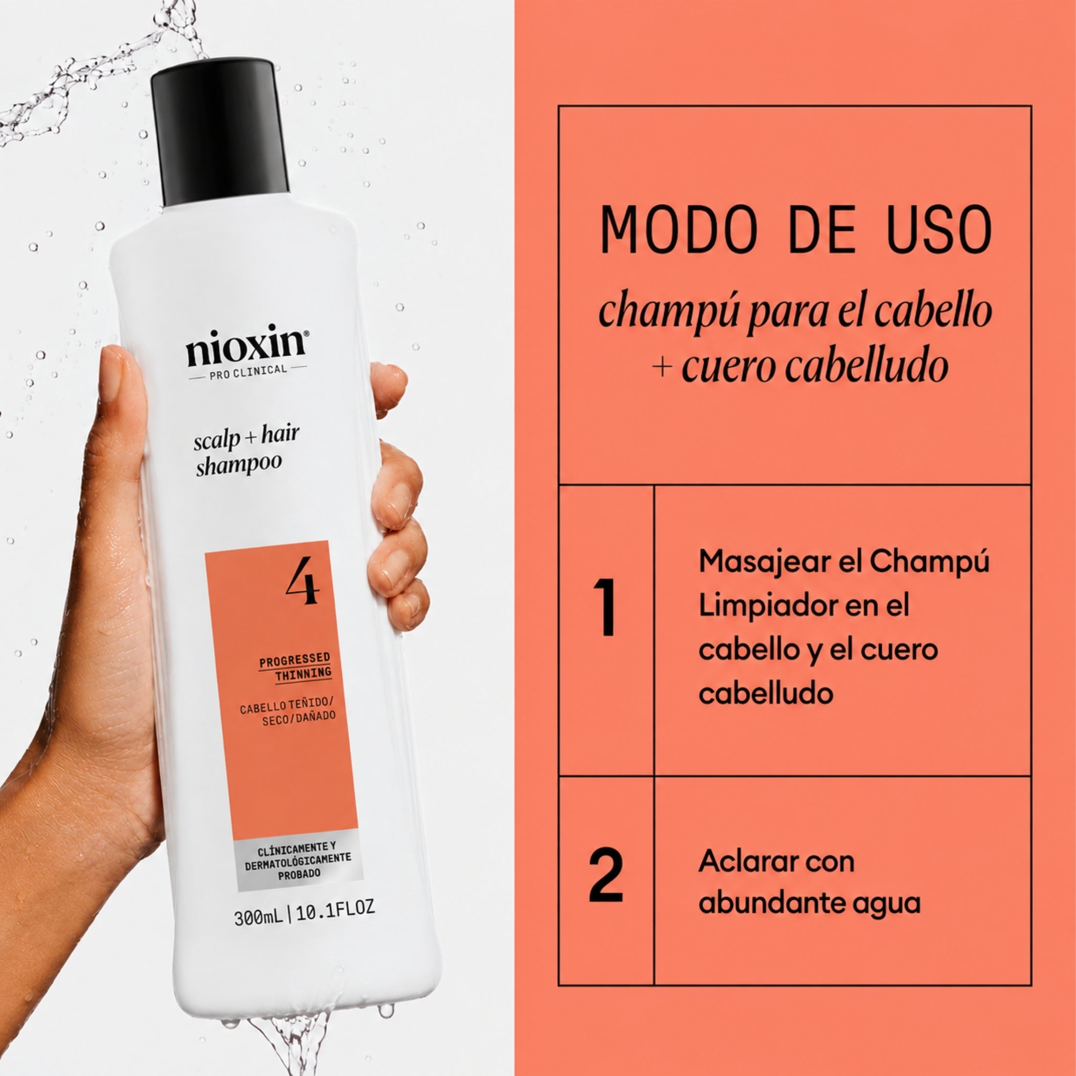 Nioxin Sistema #4 Shampoo para Cabello Teñido con Debilitamiento Avanzado | Limpieza, Fuerza y Mayor Densidad