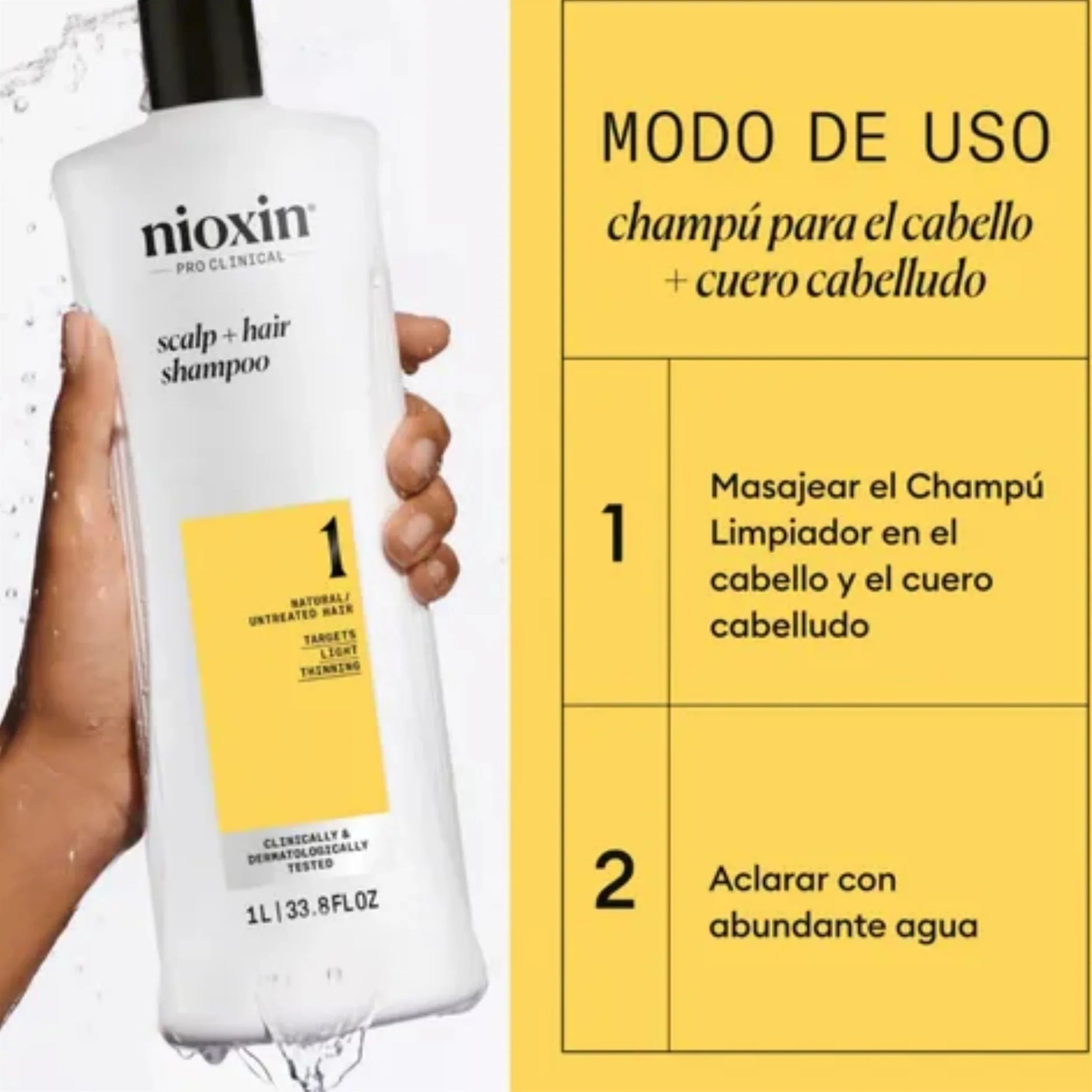 Nioxin Sistema #1 | Shampoo para Cabello Natural con Debilitamiento Ligero  |  Limpieza, Fuerza y Mayor Densidad