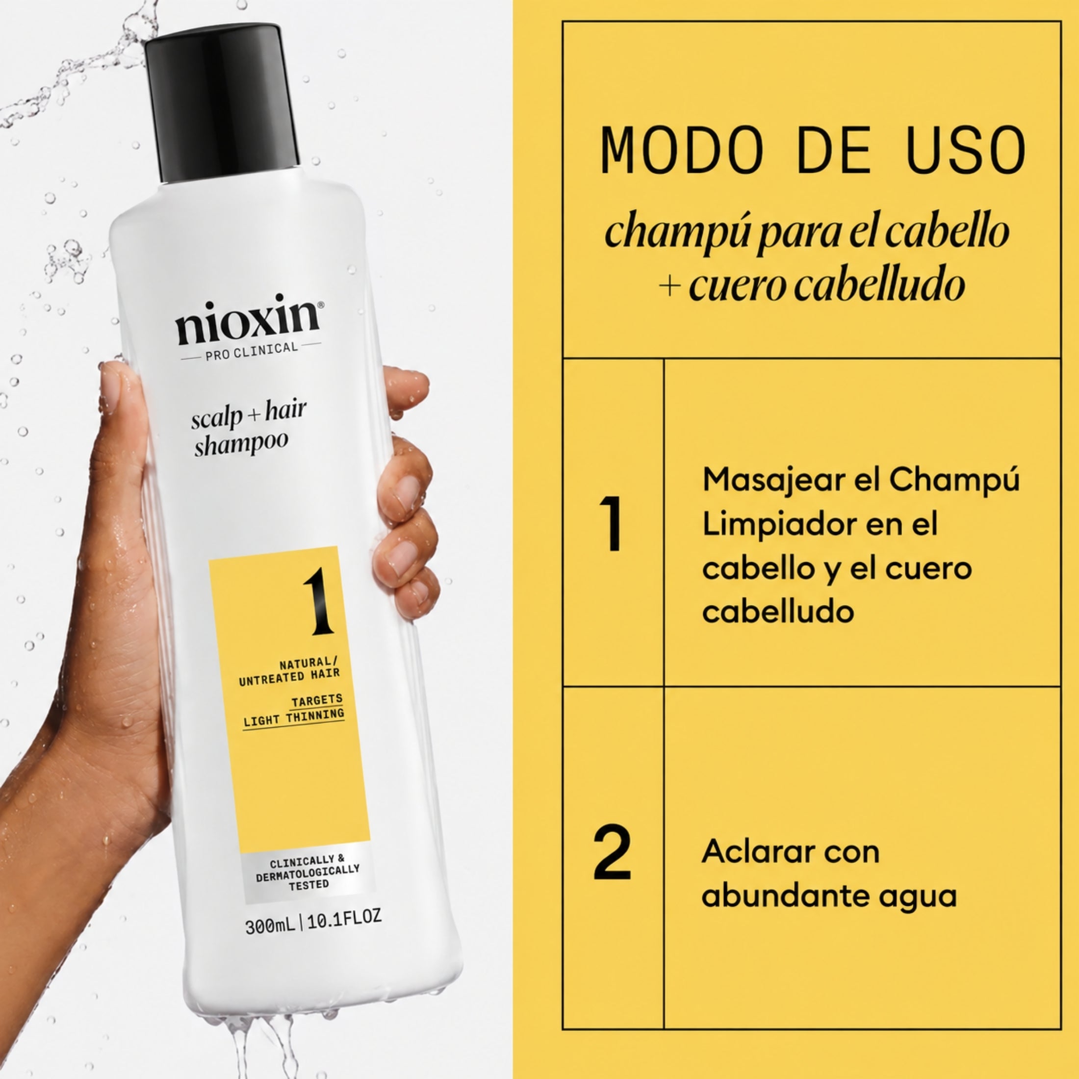 Nioxin Sistema #1 | Shampoo para Cabello Natural con Debilitamiento Ligero  |  Limpieza, Fuerza y Mayor Densidad