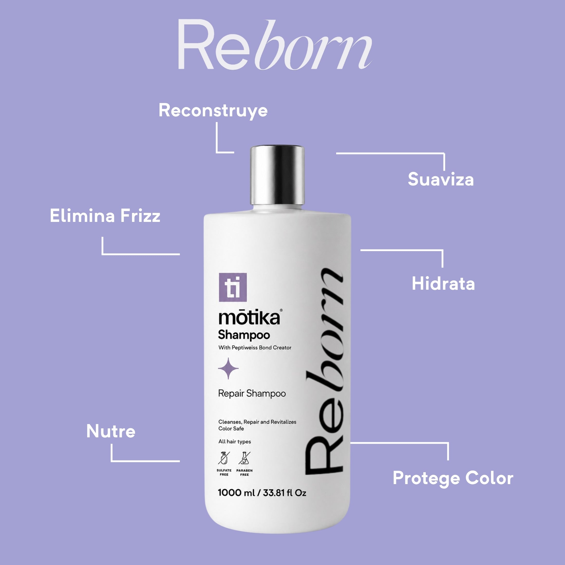 Kit Shampoo + Bonditioner Reborn mōtika | Limpieza, Reparación e Hidratación para Cabello Dañado