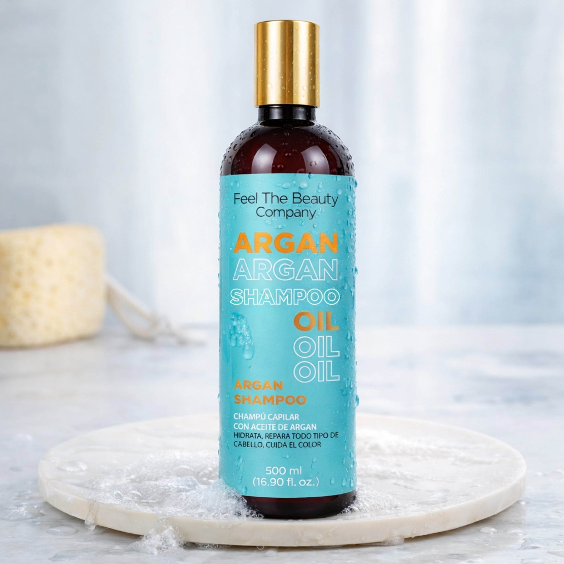 Shampoo Hidratante con Aceite de Argán Feel The Beauty 500 ml | Nutrición y Reparación para Cabello Seco y Maltratado