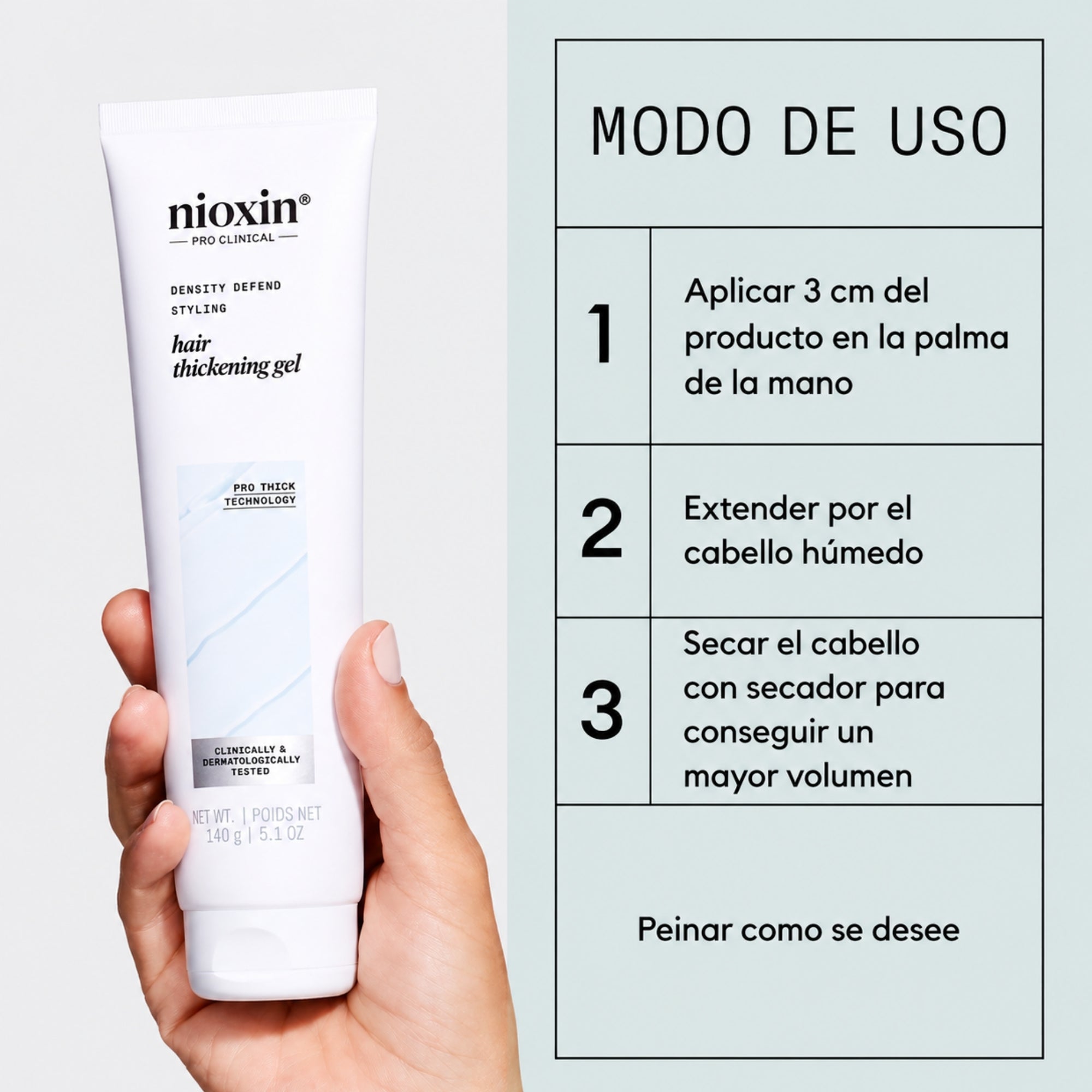 Nioxin Thickening Styling Gel de Fijación Flexible 140 ml | Volumen, Definición y Apariencia de Mayor Grosor