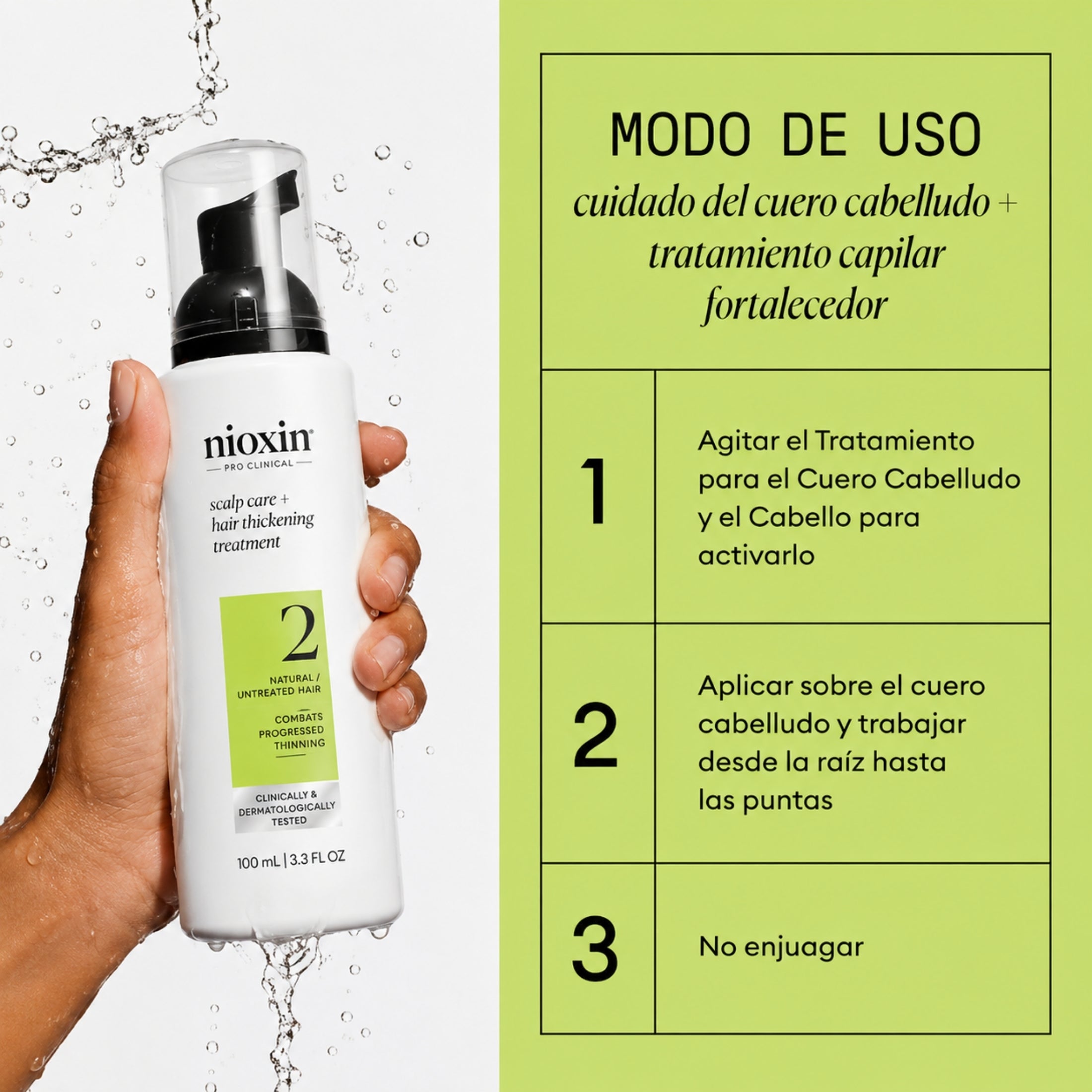 Nioxin Tratamiento Sistema #2 para Cabello Natural con Debilitamiento Avanzado 100ml | Cuidado del Cuero Cabelludo y Mayor Densidad
